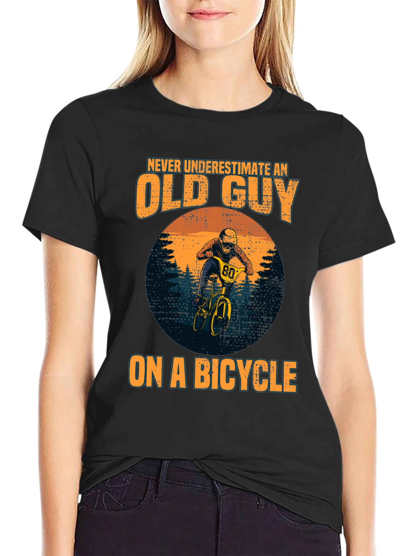 Old Guy on a Bicycle Graphic Tee