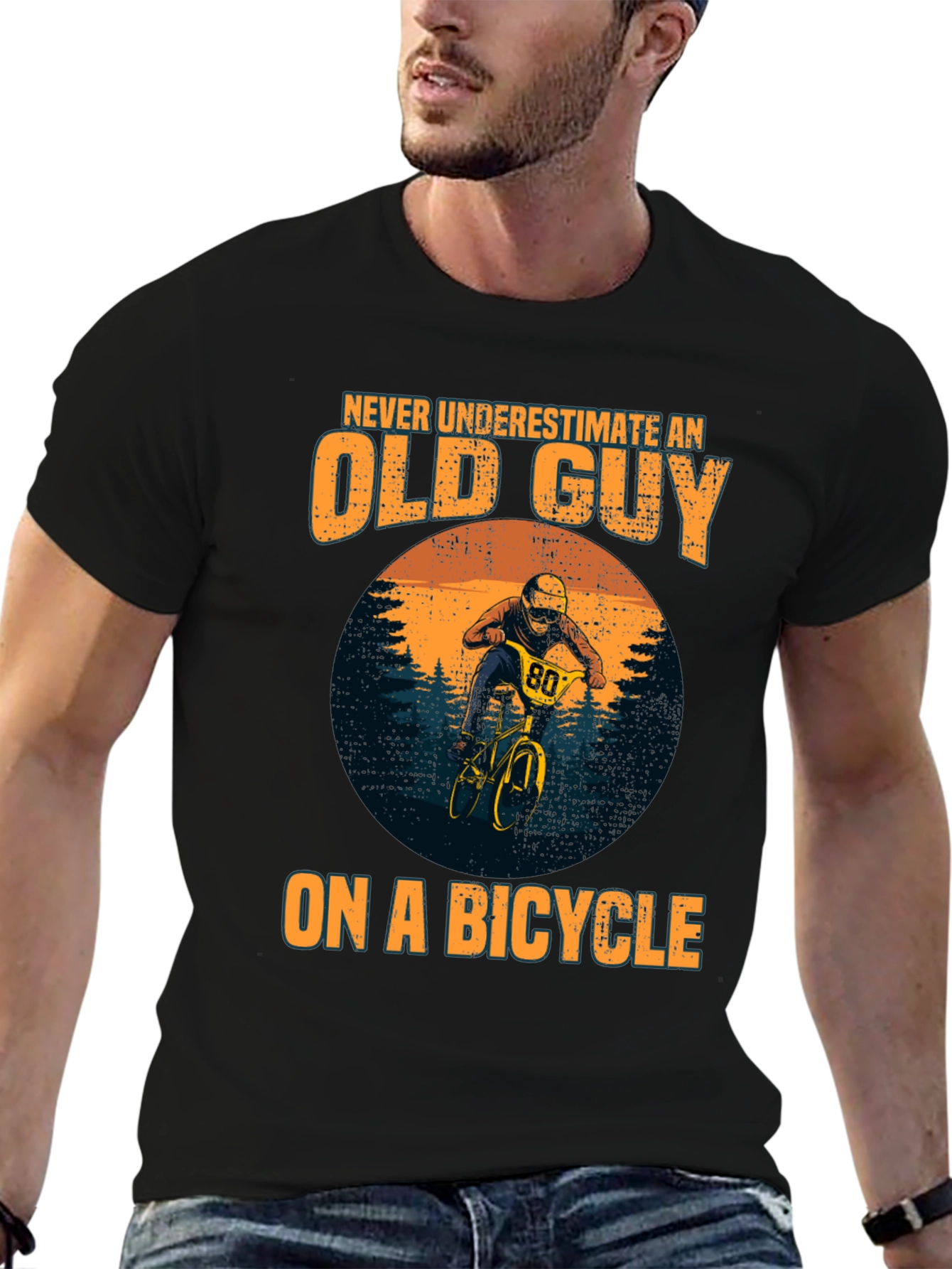 Old Guy on a Bicycle Graphic Tee