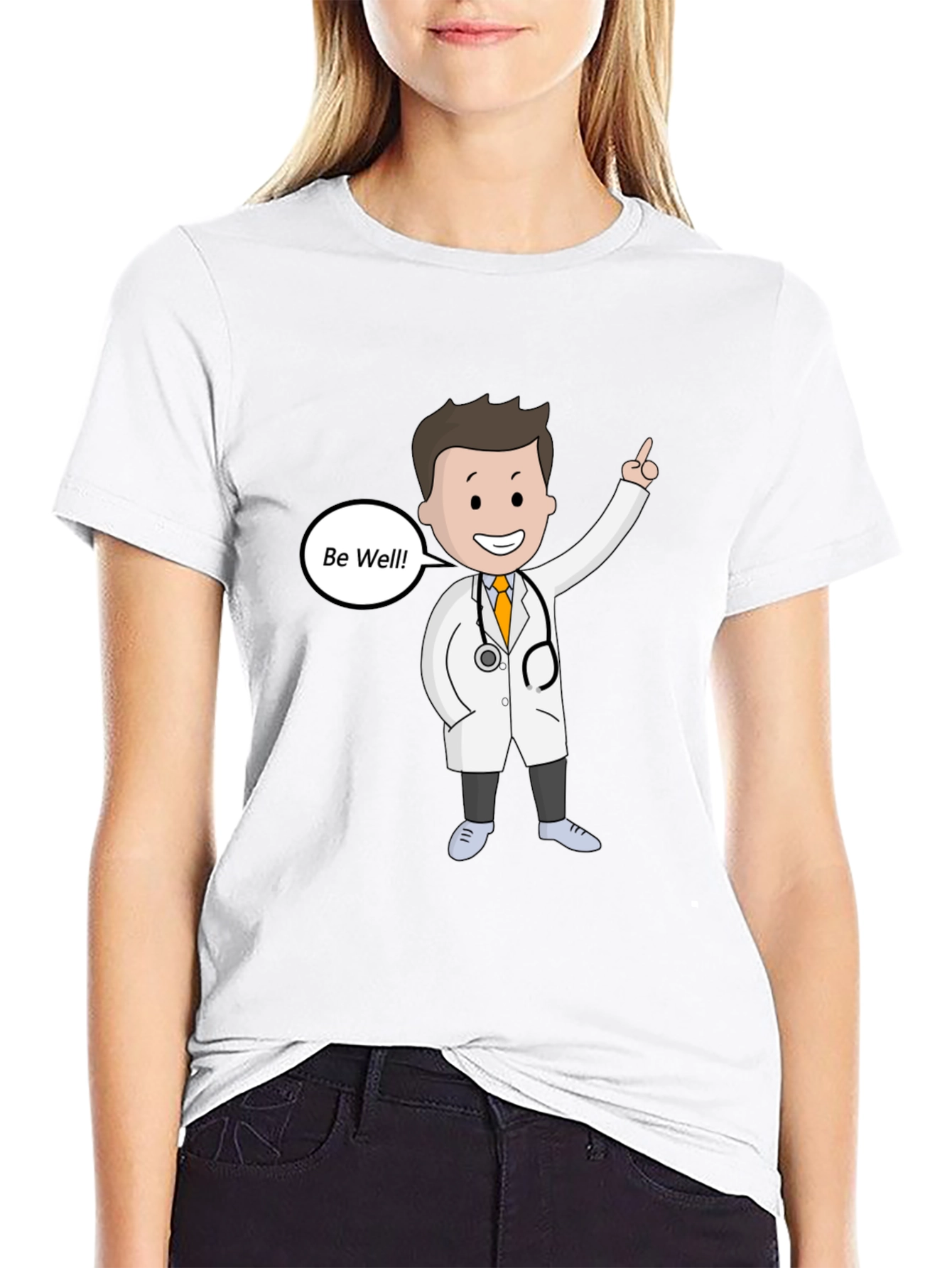 Doctor Cartoon Graphic T-Shirt - Be Well Design