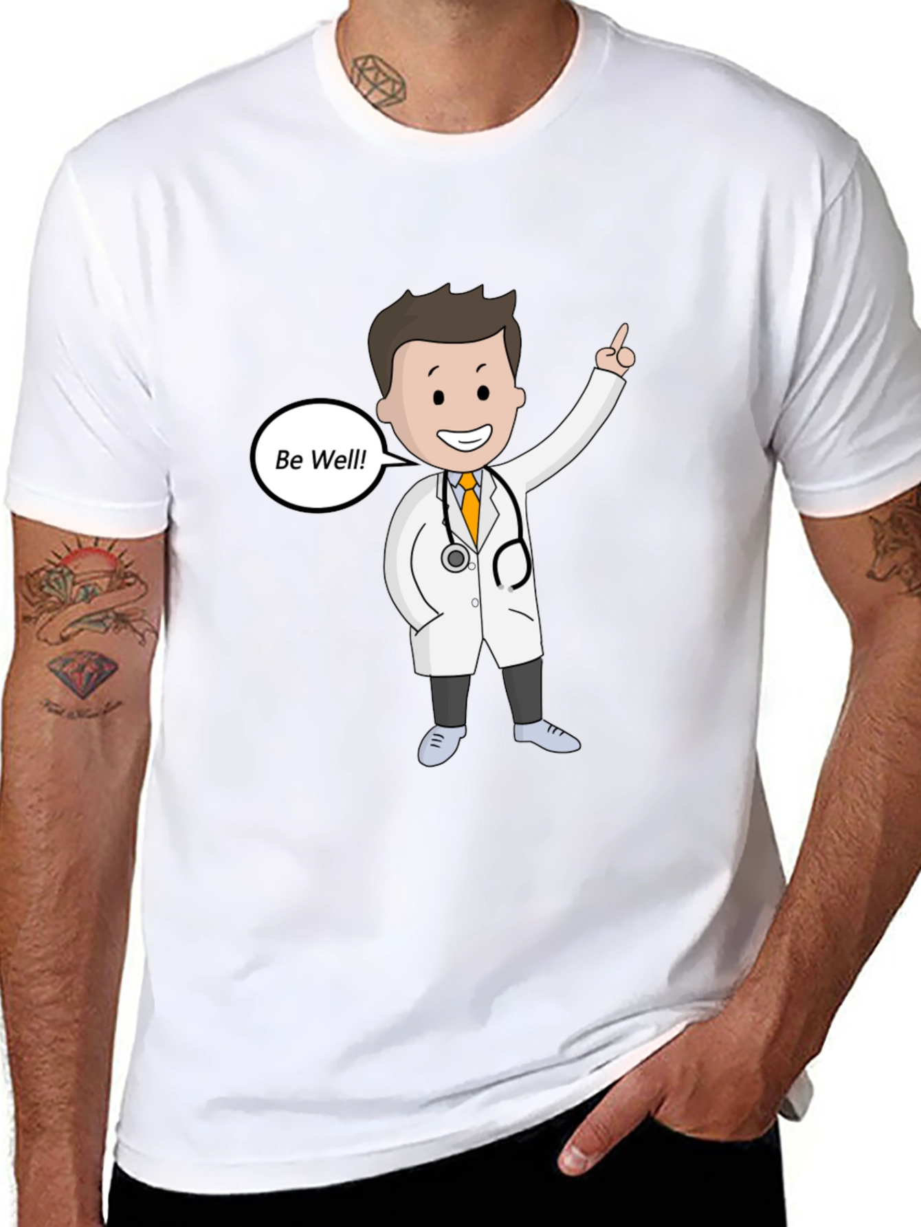 Doctor Cartoon Graphic T-Shirt - Be Well Design