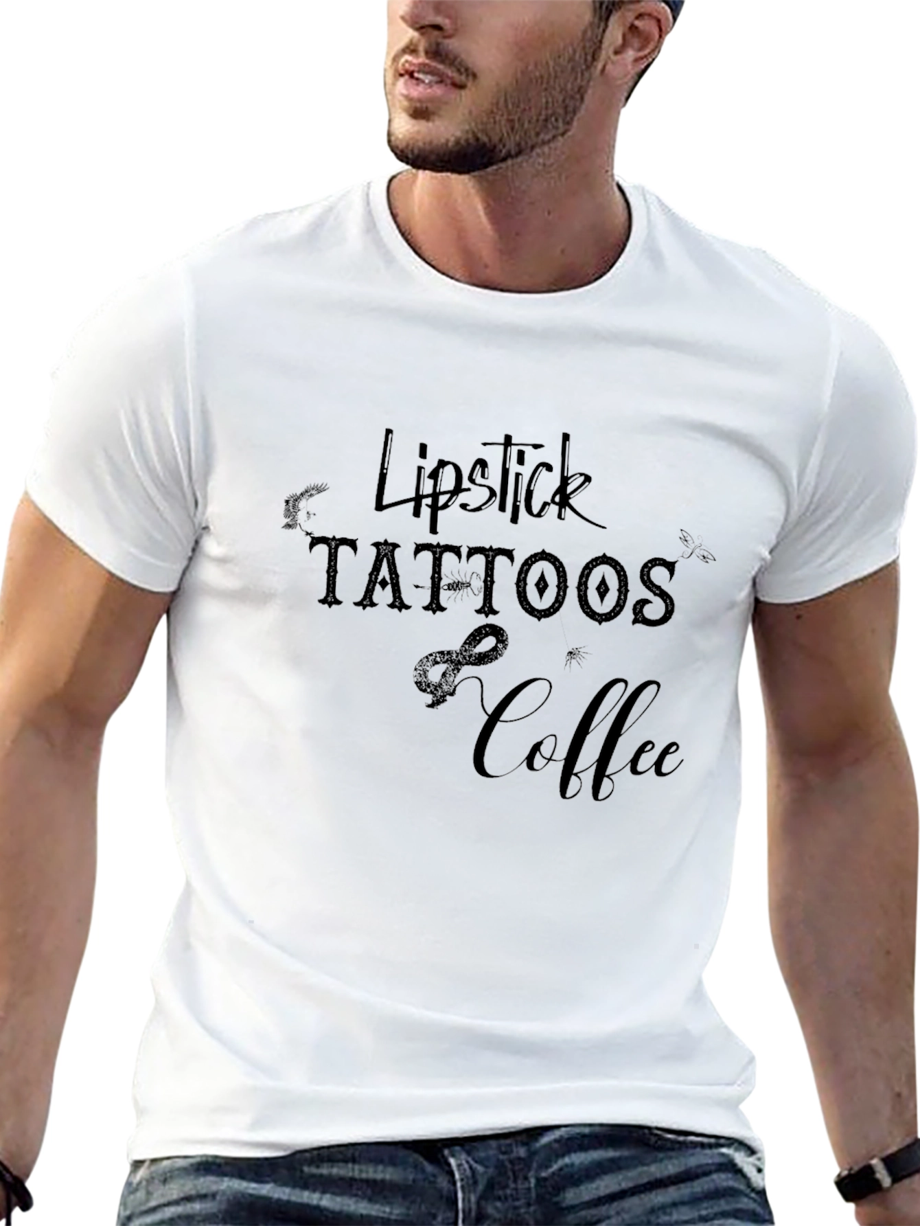 Lipstick Tattoos & Coffee Graphic T-Shirt