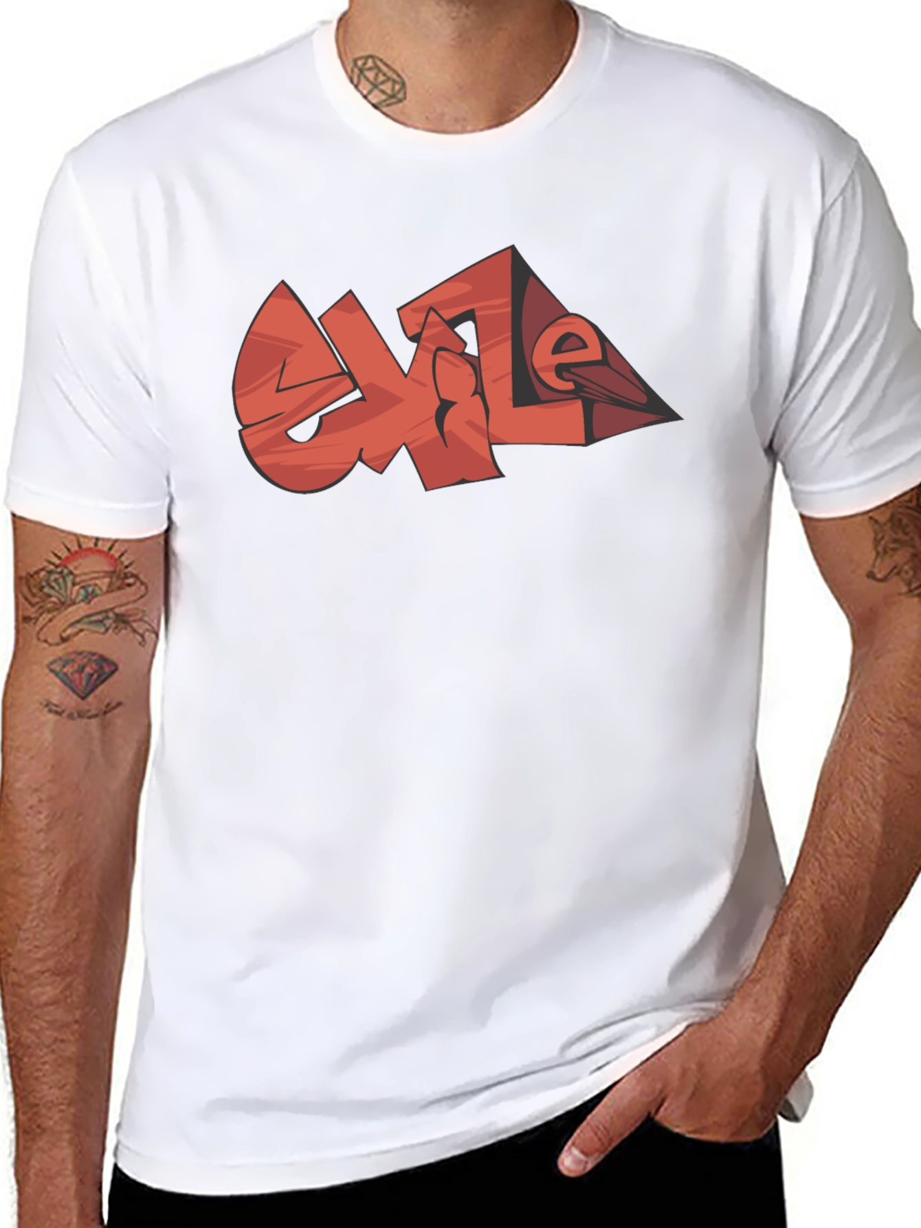 Cool Graphic Tee - EXILE Black Cotton Casual T-Shirt