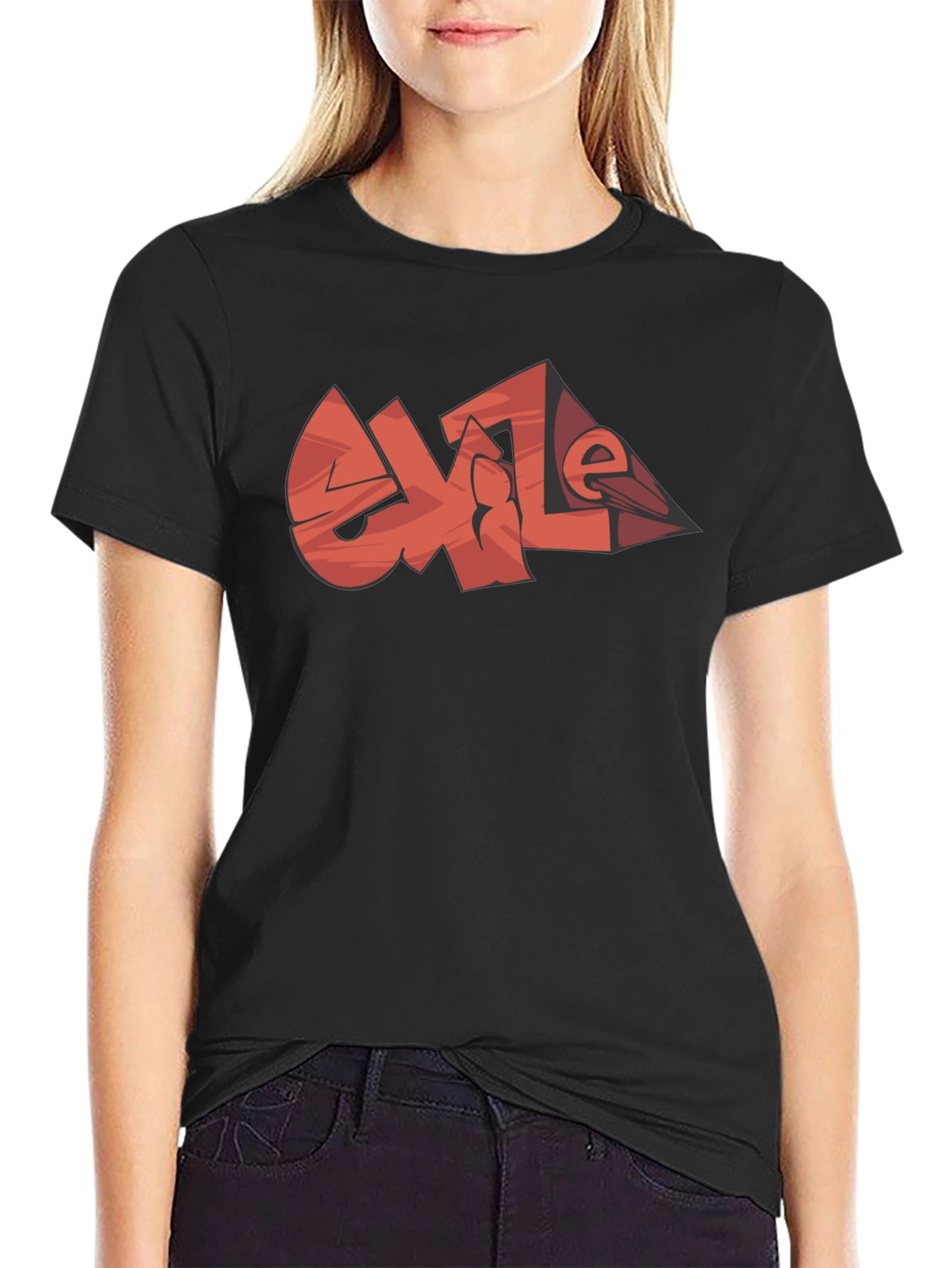 Cool Graphic Tee - EXILE Black Cotton Casual T-Shirt