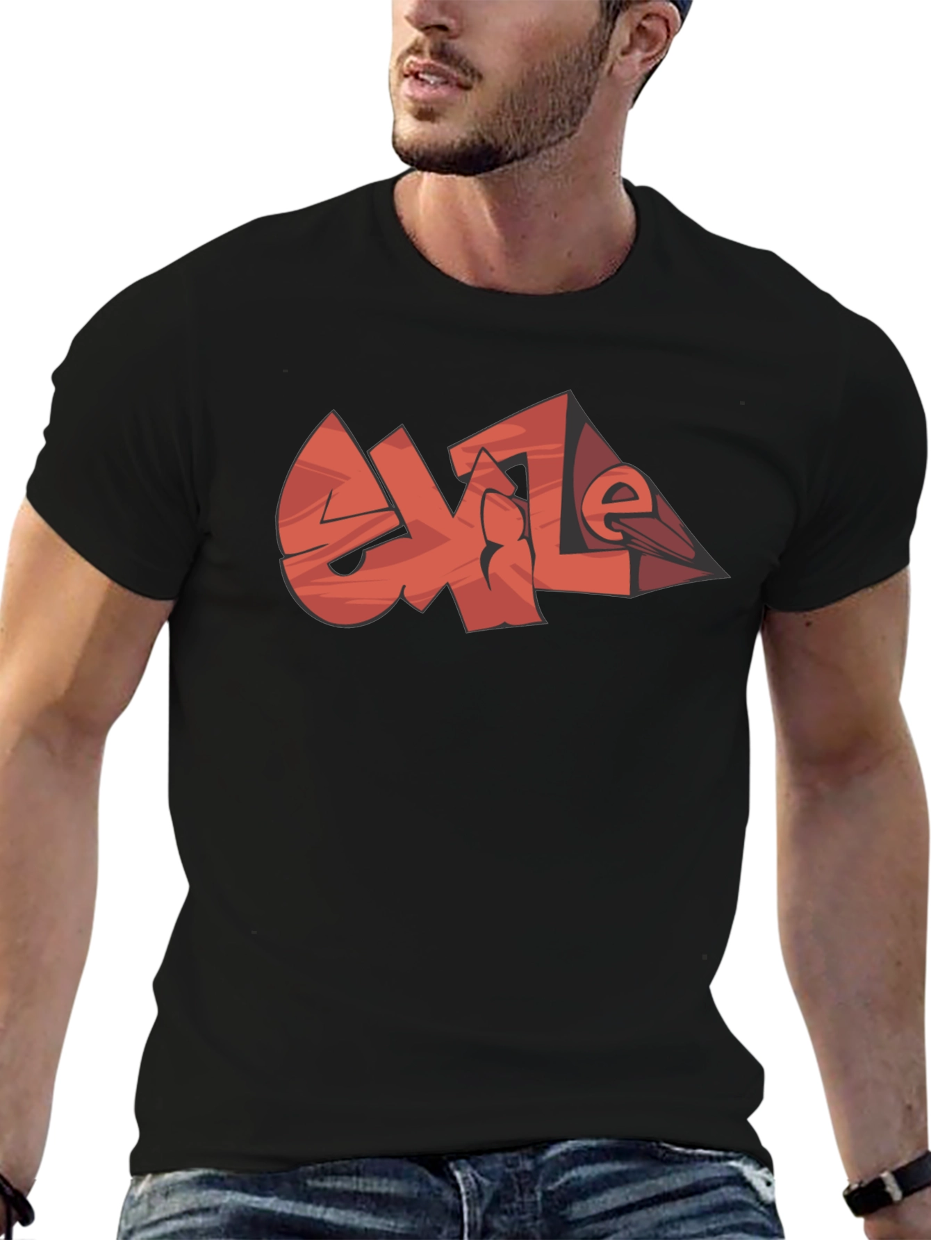 Cool Graphic Tee - EXILE Black Cotton Casual T-Shirt