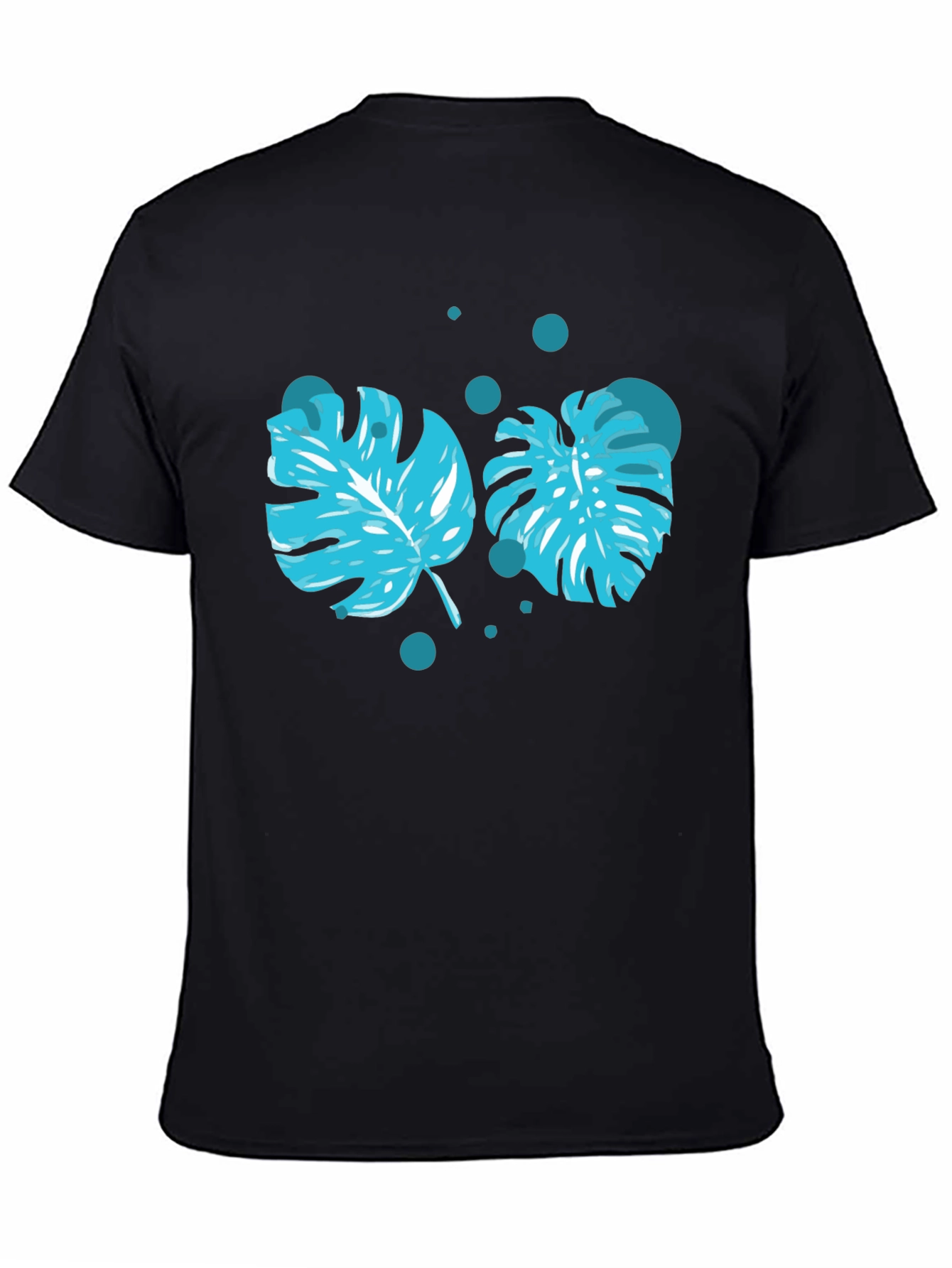 Tropical Leaf Print Black T-Shirt