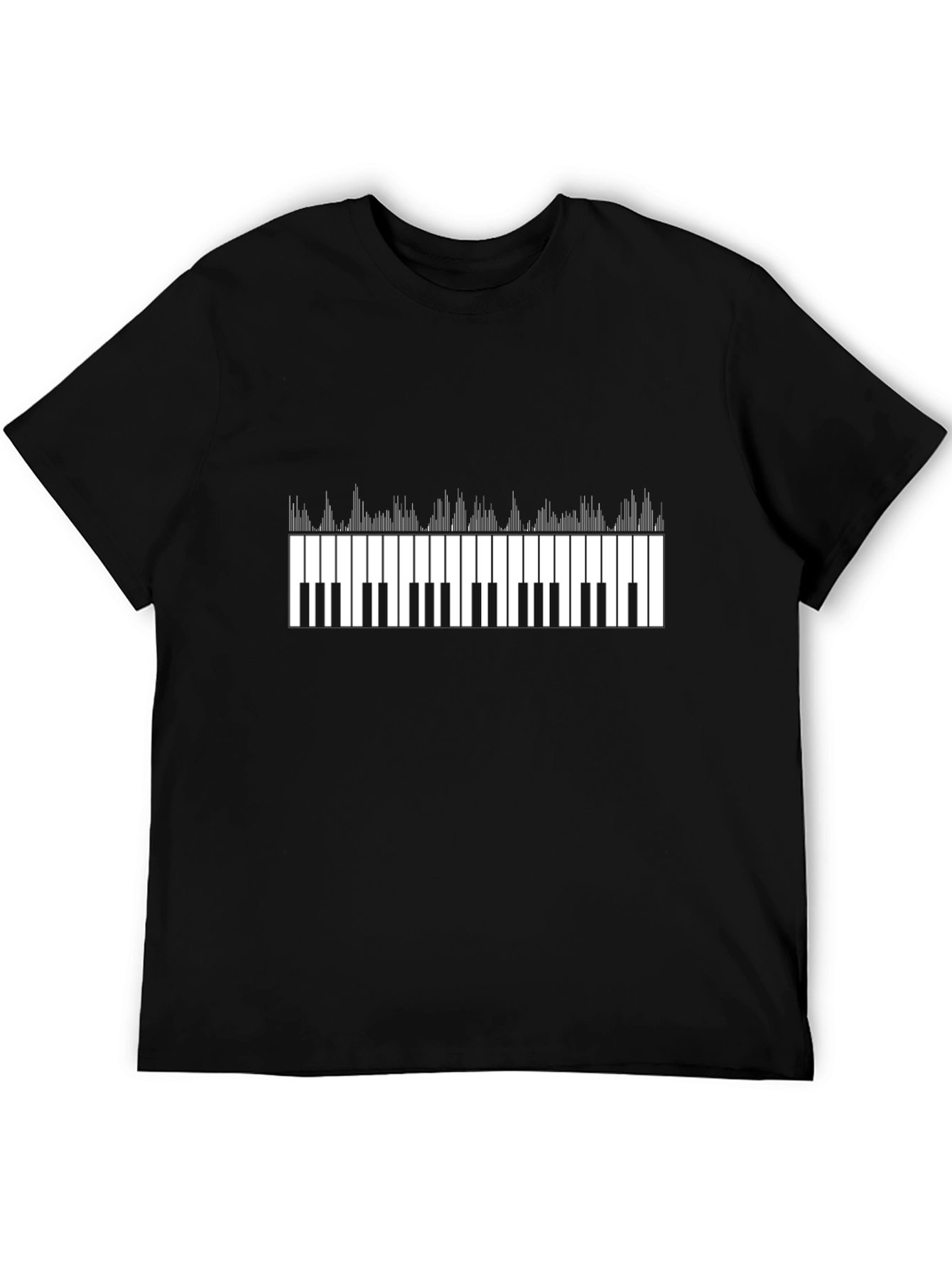 Piano Keys Graphic Print Black T-Shirt