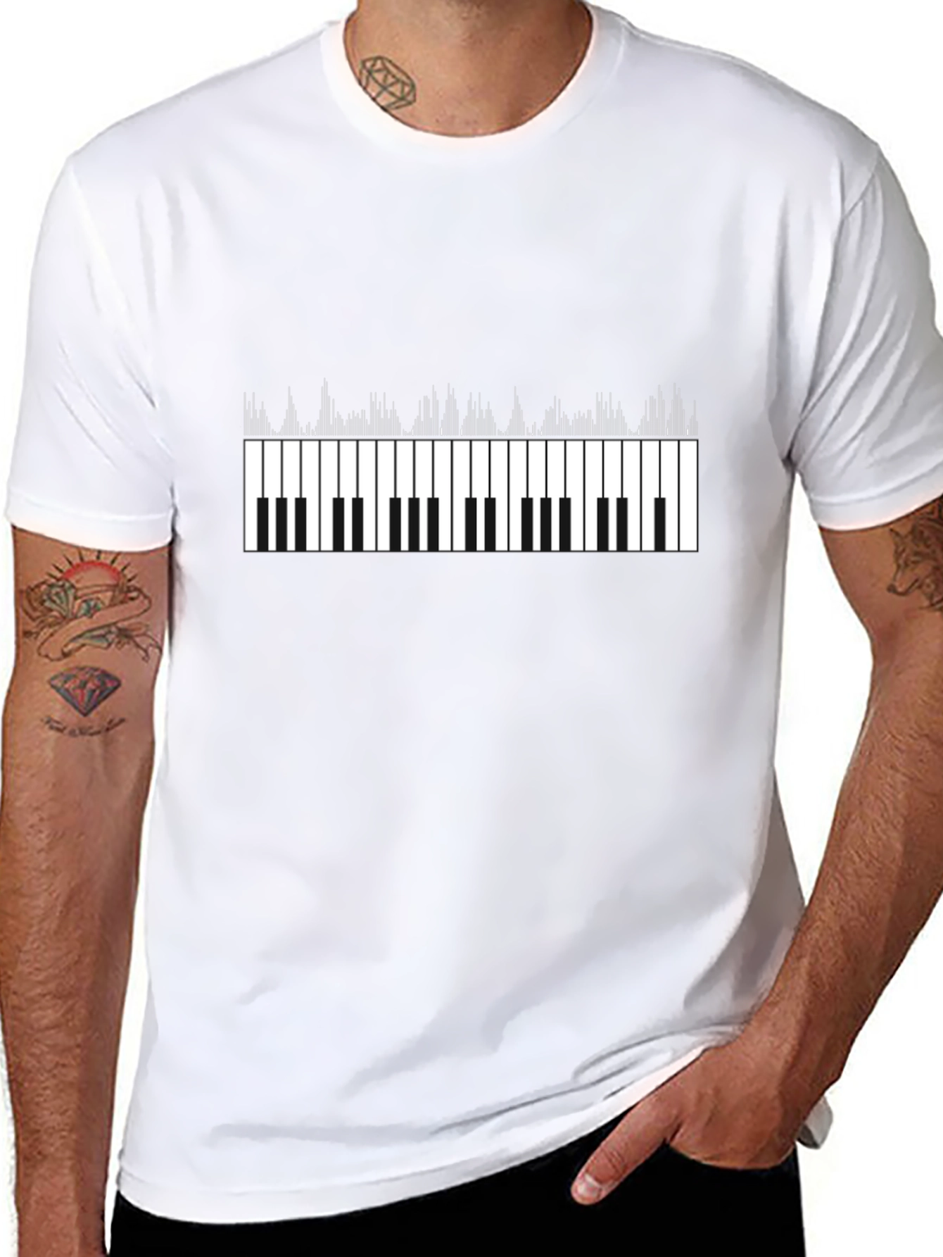 Piano Keys Graphic Print Black T-Shirt