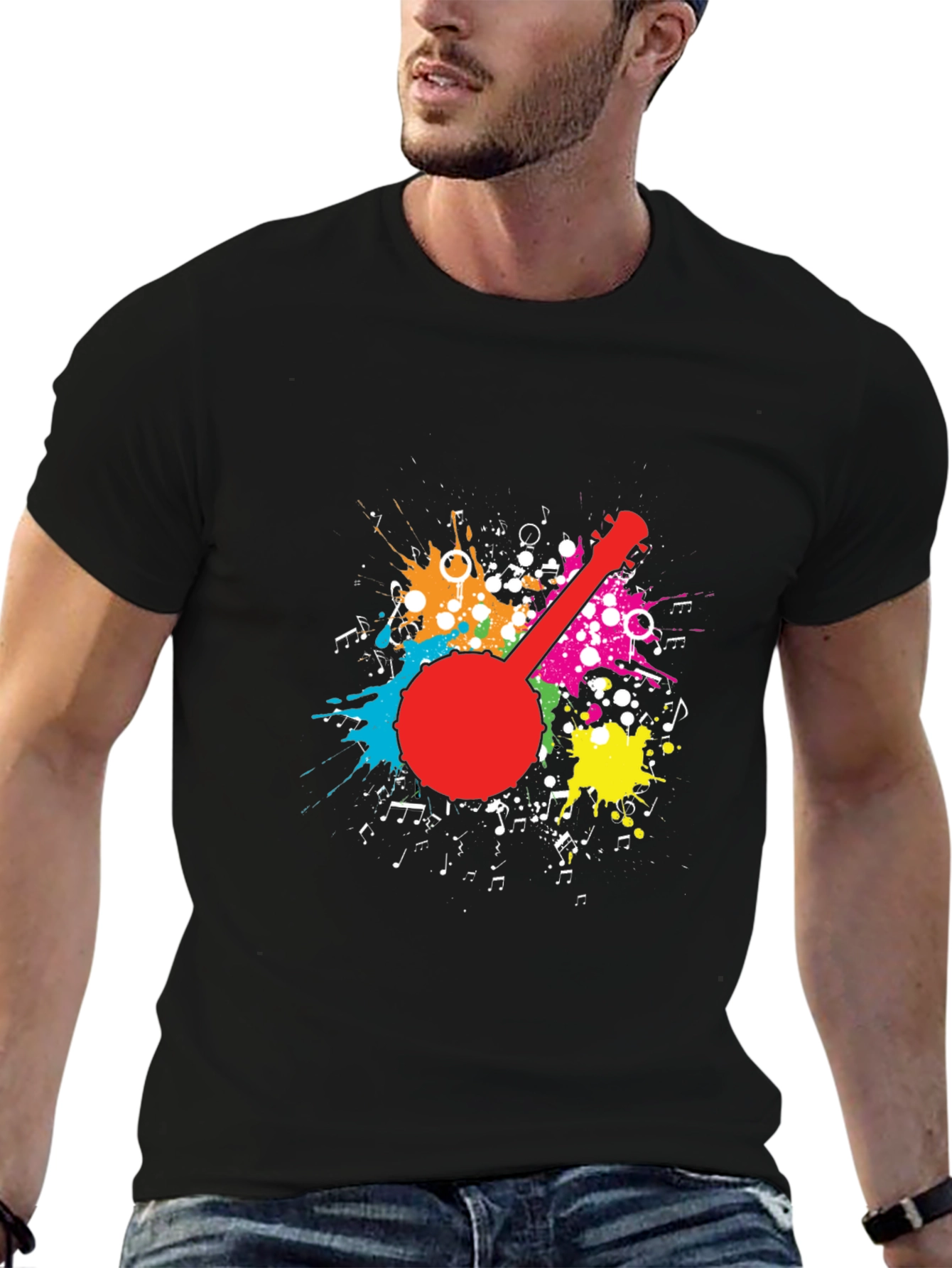 Banjo Splatter Graphic T-Shirt - Black