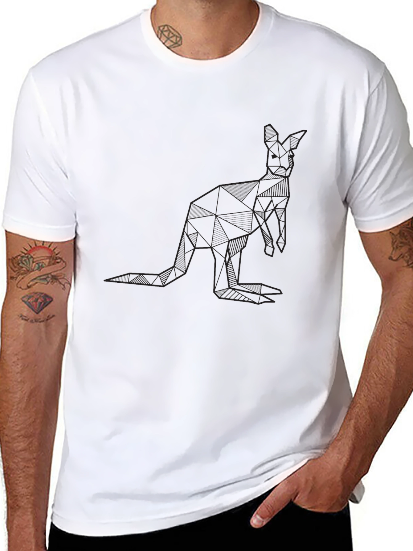 Geometric Kangaroo Graphic Tee - Modern Style