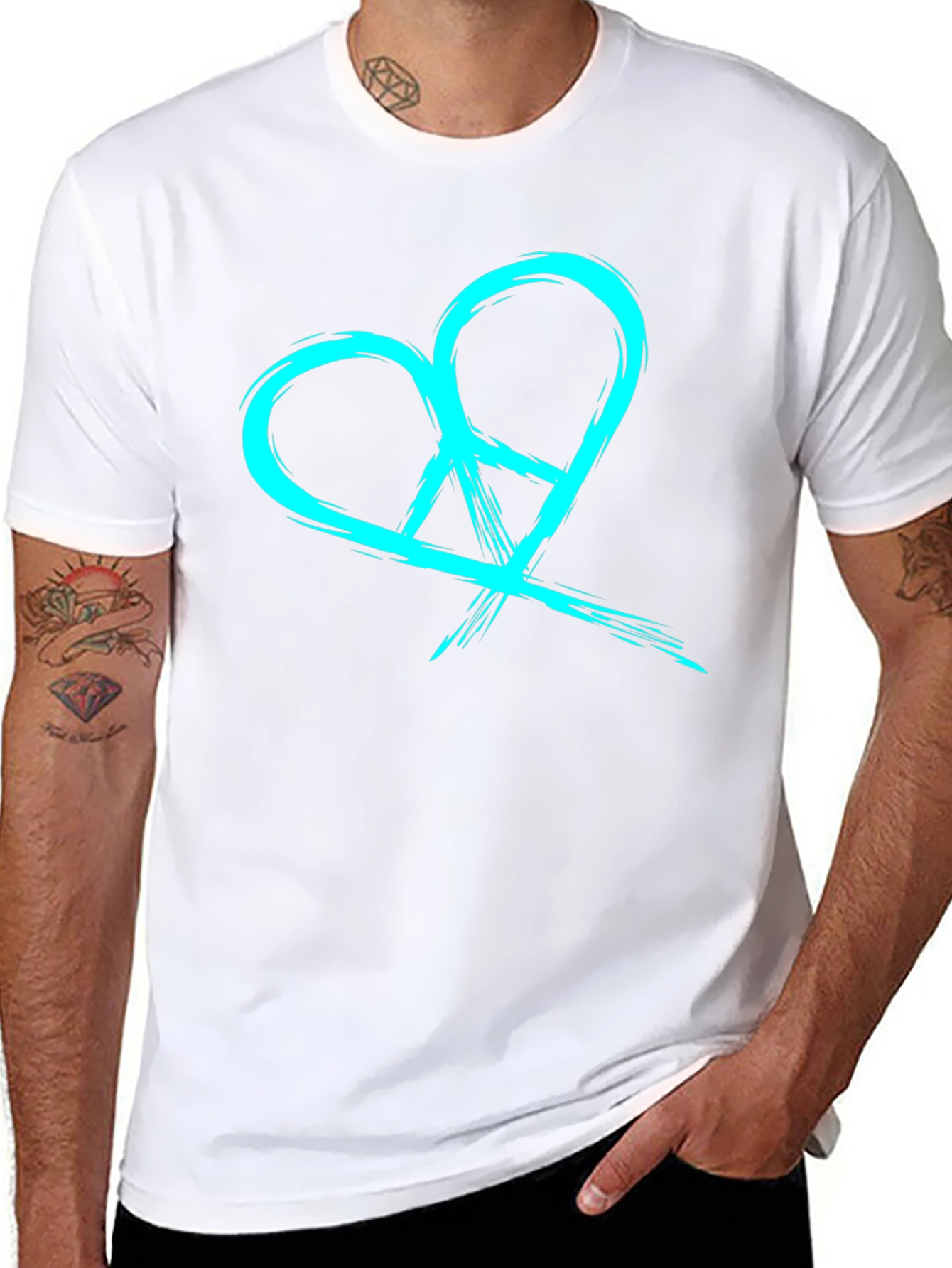 Heart Peace Symbol Black Graphic Tee