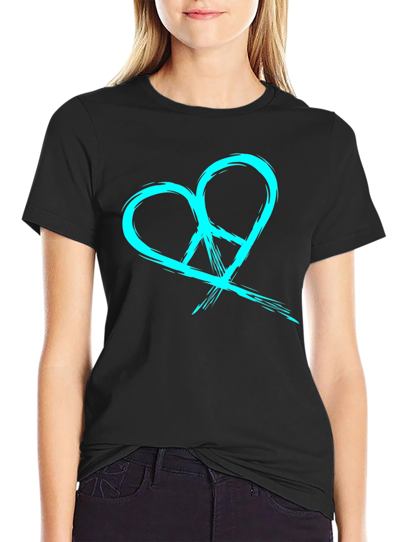 Heart Peace Symbol Black Graphic Tee