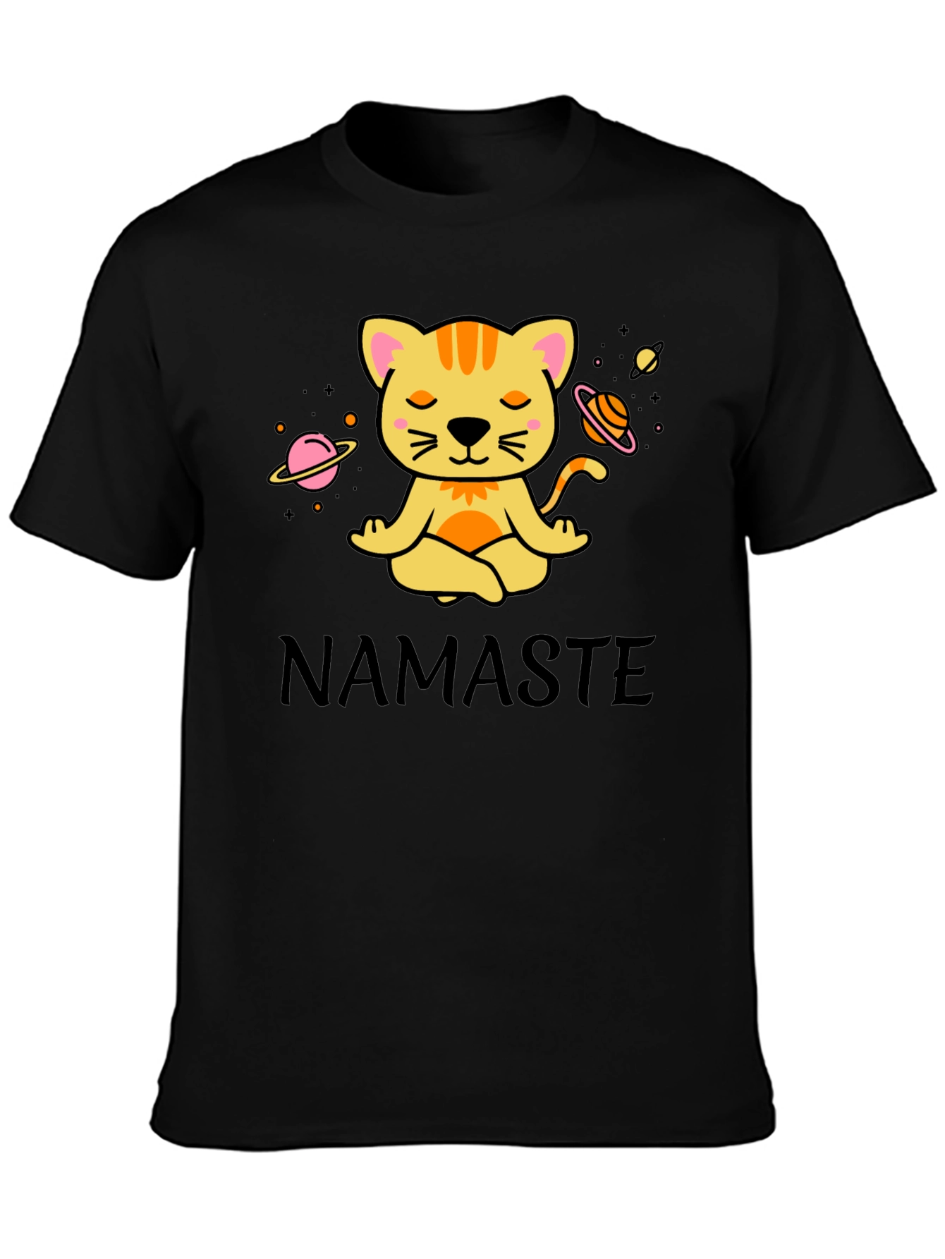 Namaste Cat Space Meditation T-Shirt