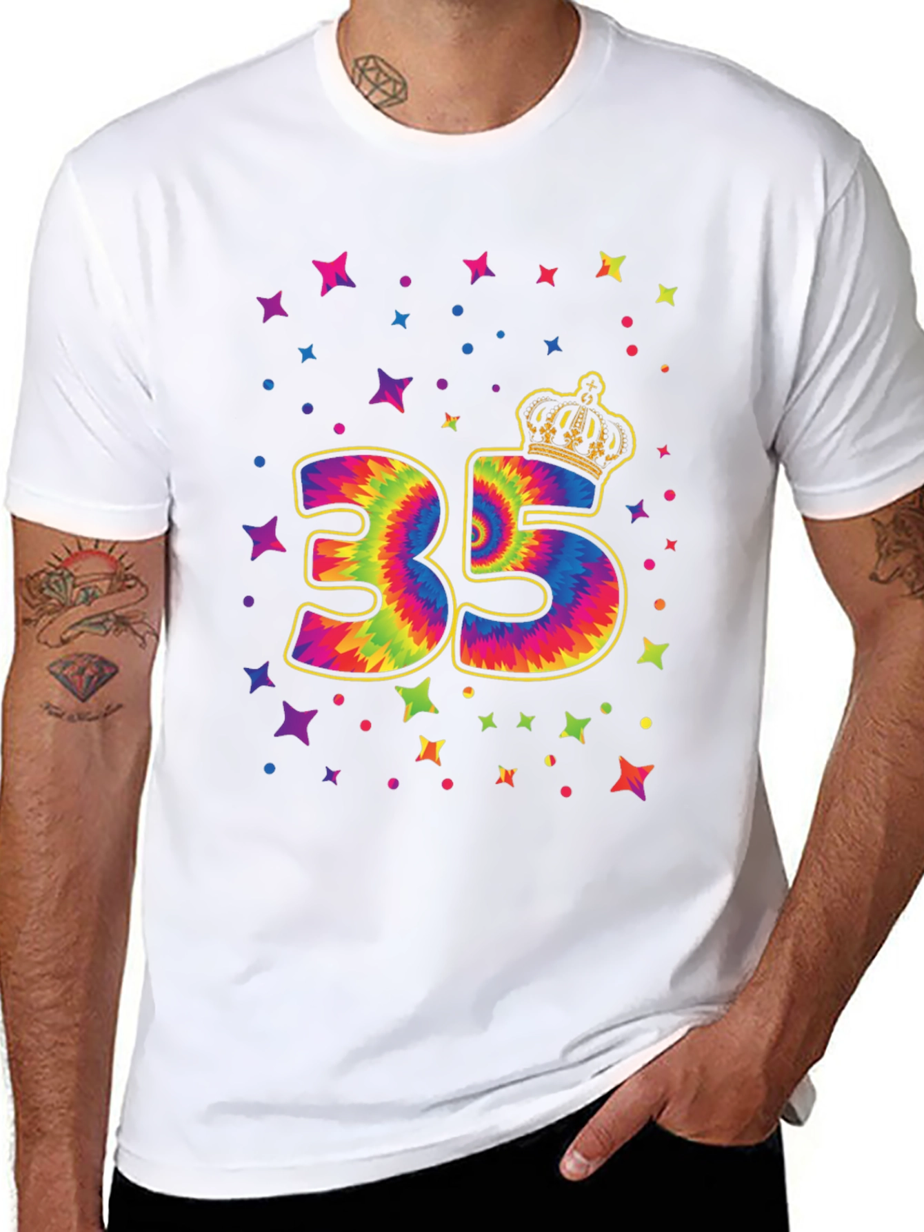 35th Birthday Tie Dye Crown T-Shirt