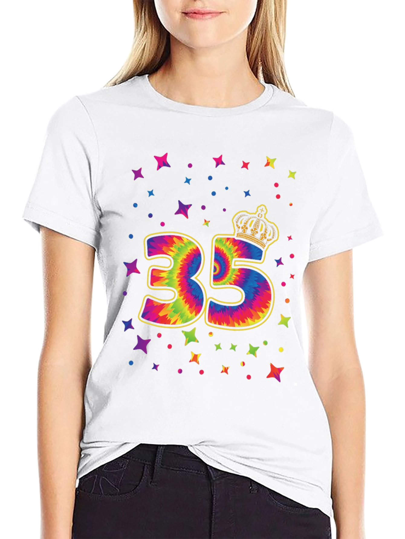 35th Birthday Tie Dye Crown T-Shirt