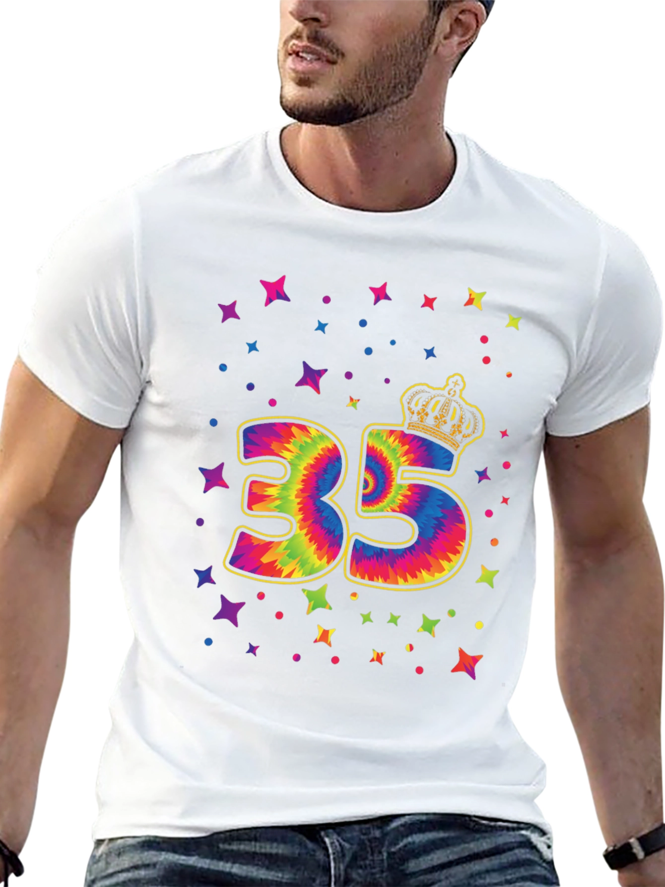 35th Birthday Tie Dye Crown T-Shirt