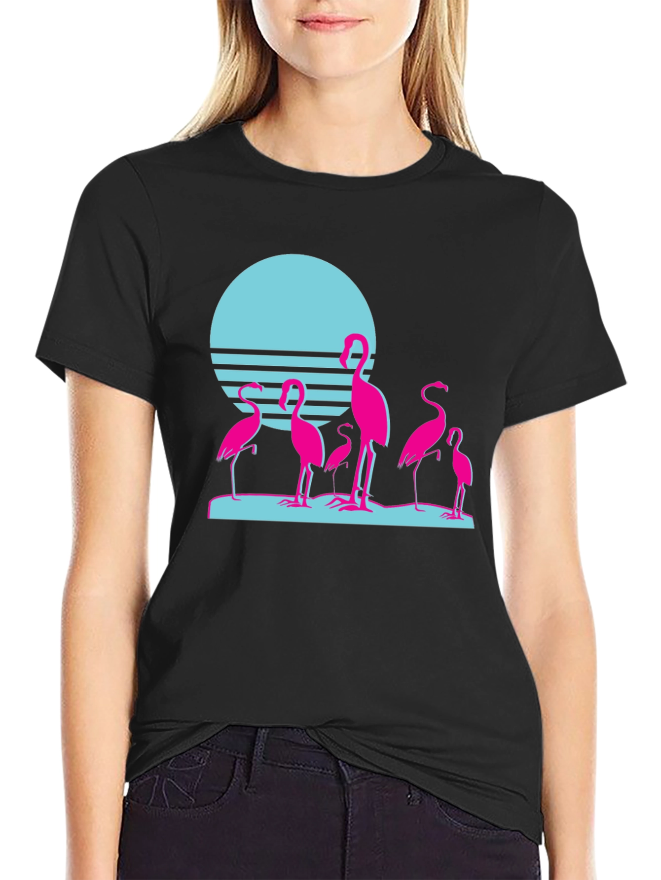 Retro Flamingo Sunset Graphic Tee