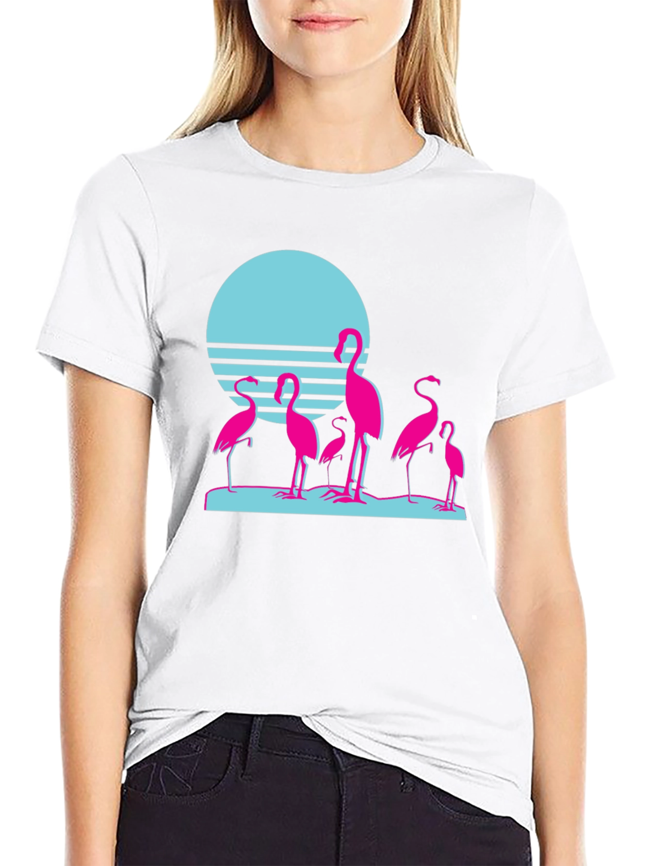 Retro Flamingo Sunset Graphic Tee