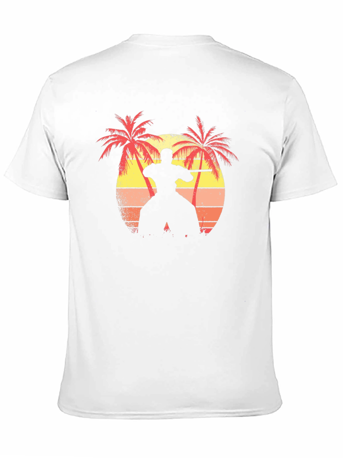 Sunset Karate Palm Tree Black T-Shirt