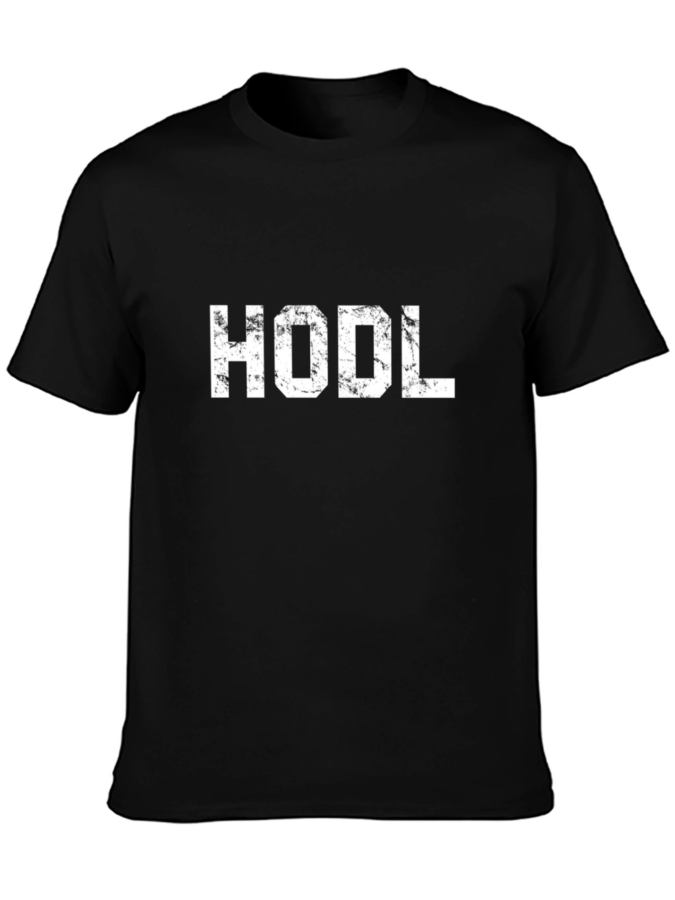 HODL Crypto T-Shirt - Distressed White Print on Black