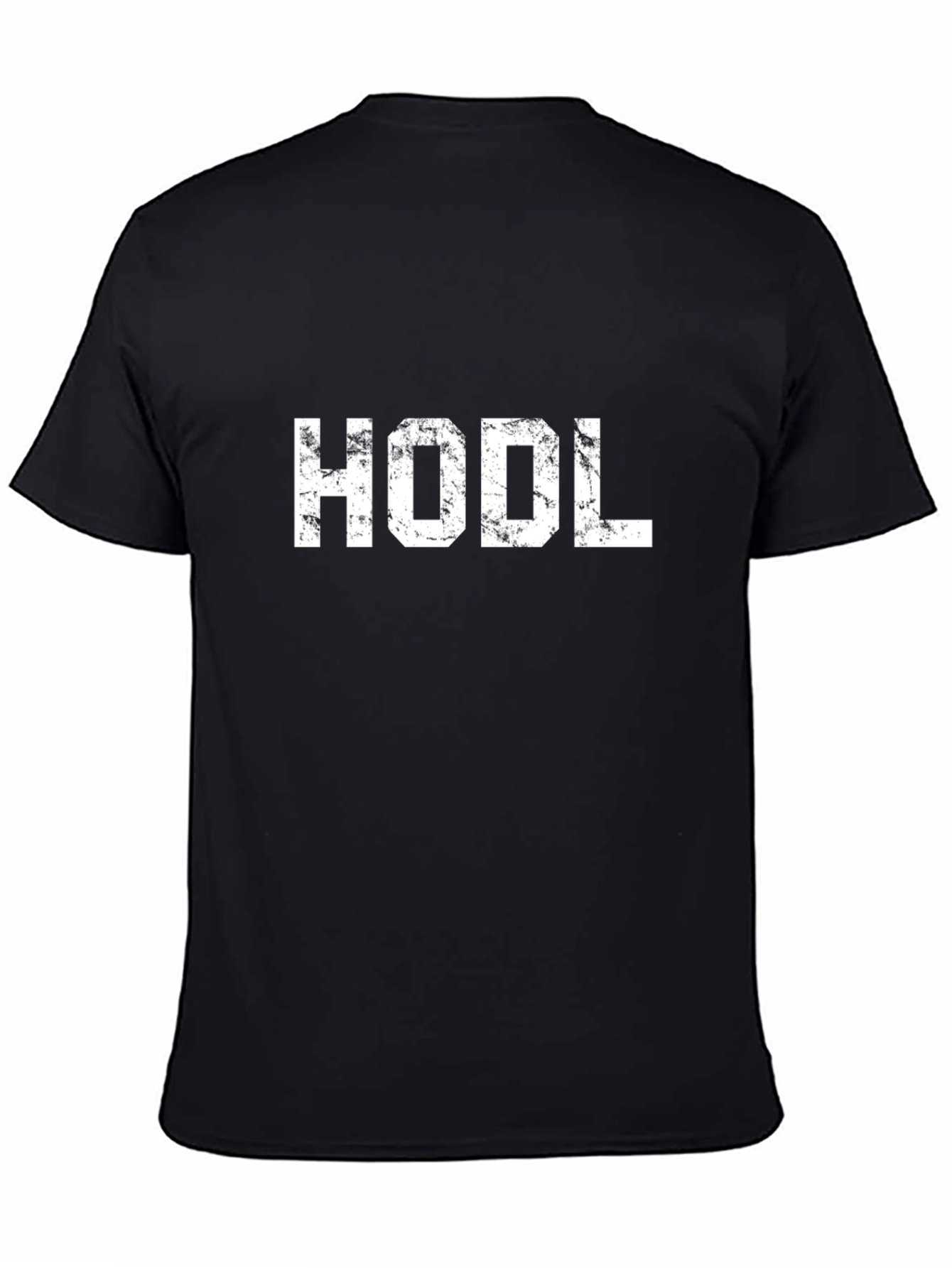 HODL Crypto T-Shirt - Distressed White Print on Black
