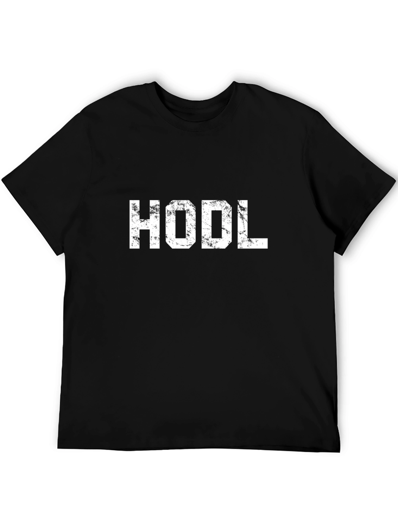 HODL Crypto T-Shirt - Distressed White Print on Black