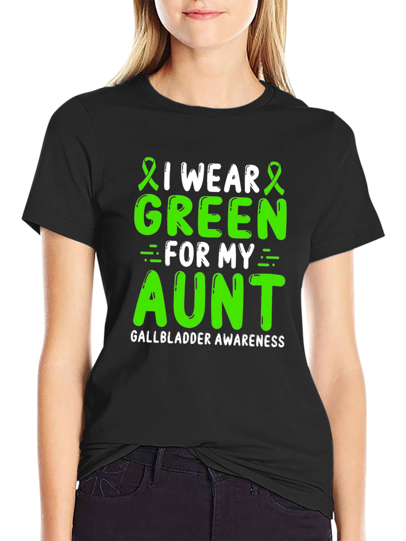 Gallbladder Awareness Green Aunt T-Shirt