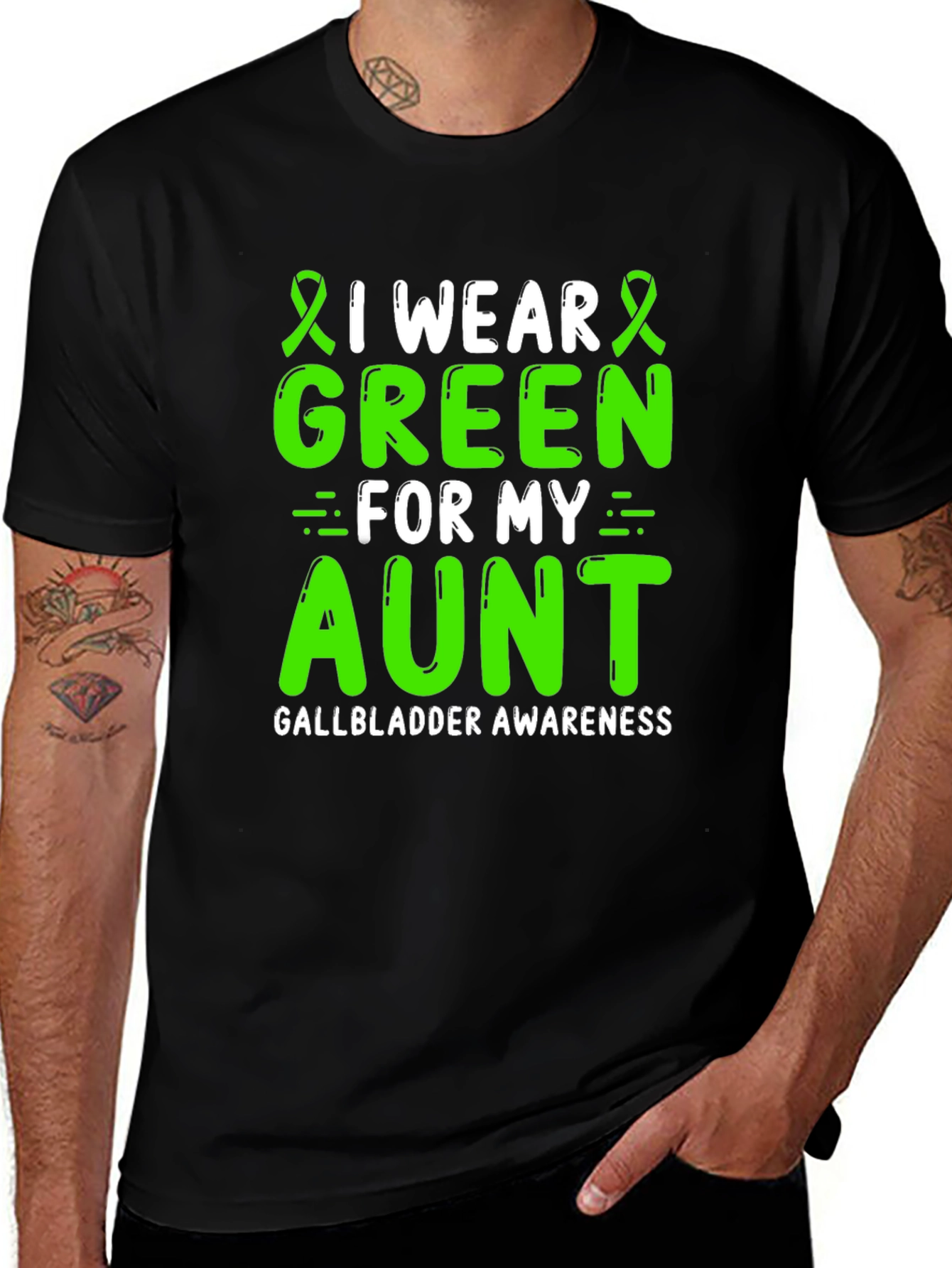 Gallbladder Awareness Green Aunt T-Shirt
