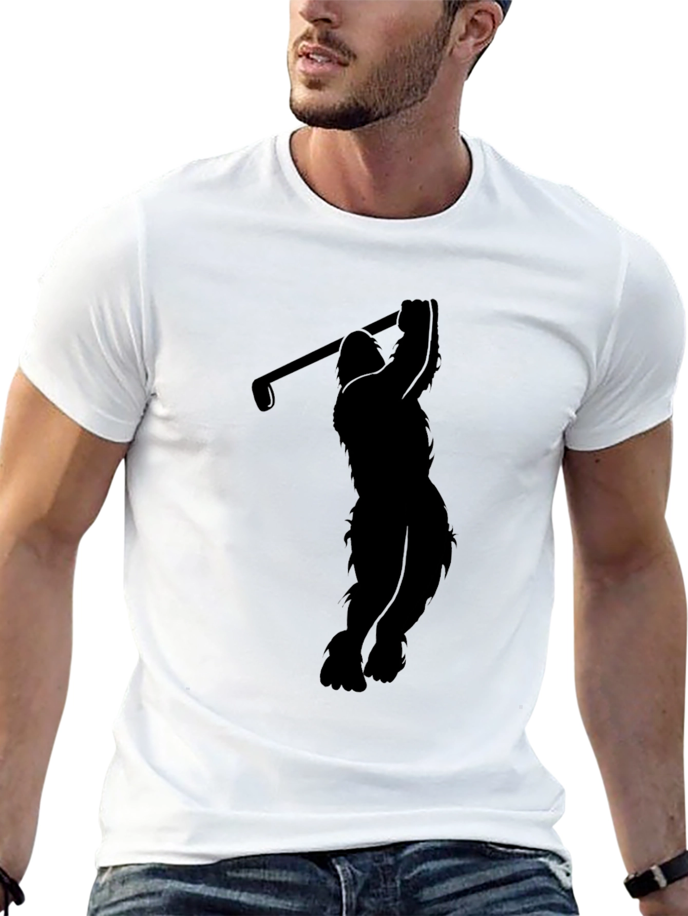 Sasquatch Golf Swing Black T-Shirt