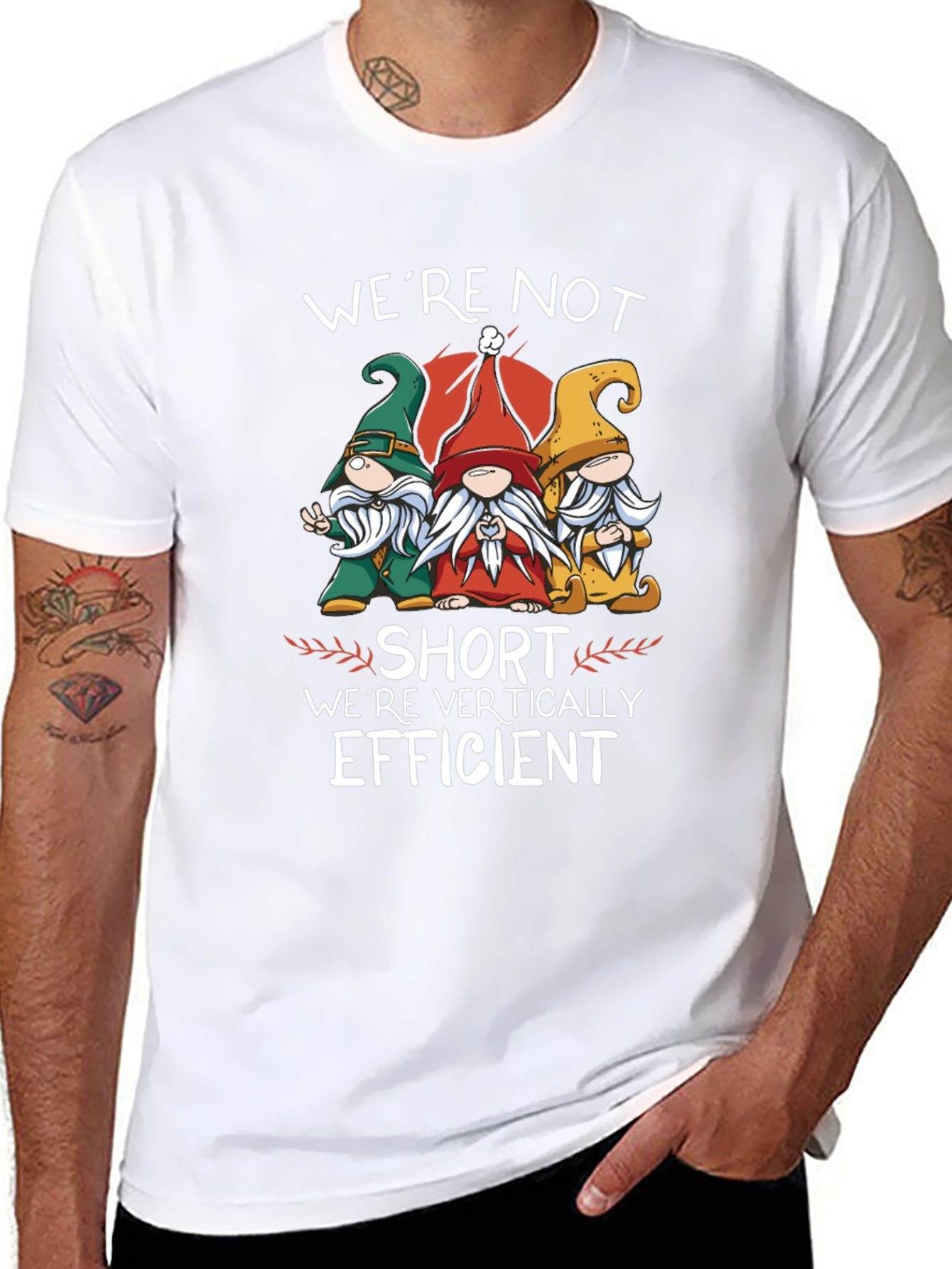 Funny Gnome T-Shirt - Were Vertically Efficient