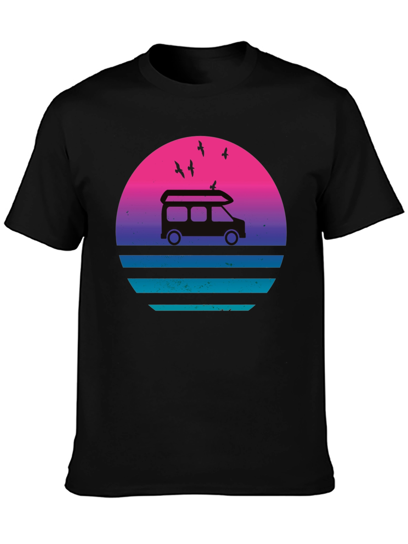Retro Van Sunset T-Shirt - Black Graphic Tee
