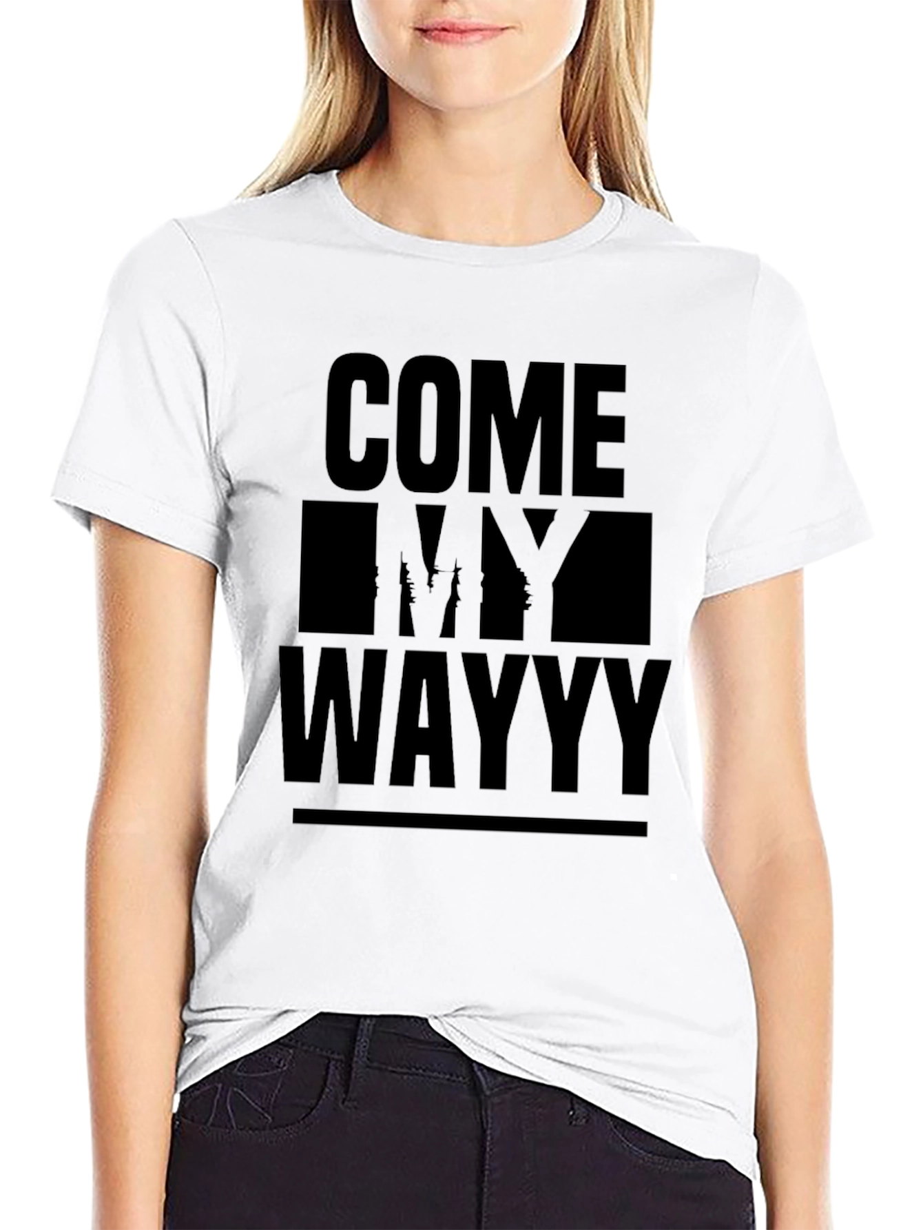 Come My Wayyy Black Graphic T-Shirt