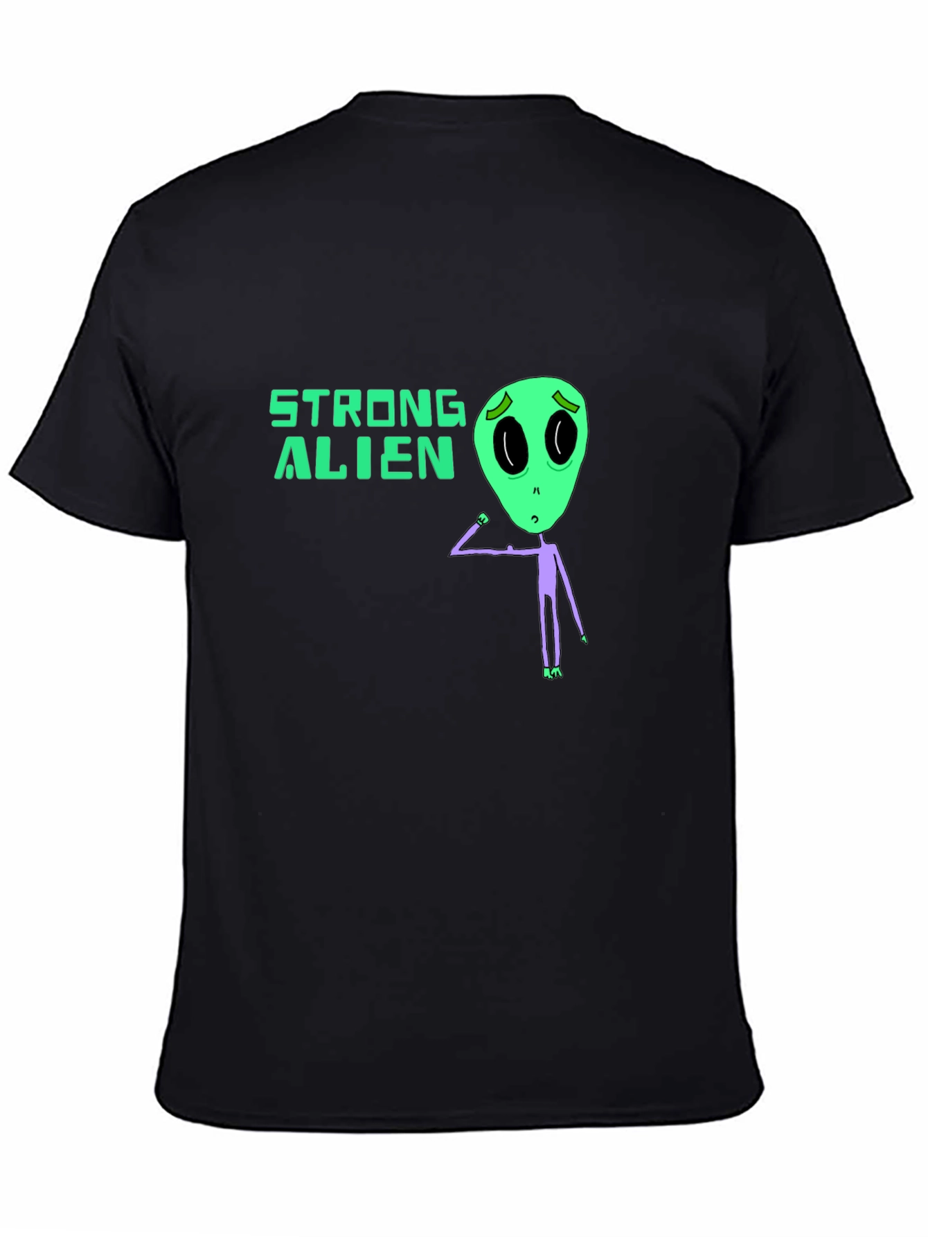 Strong Alien Graphic Tee - Black Unisex T-Shirt