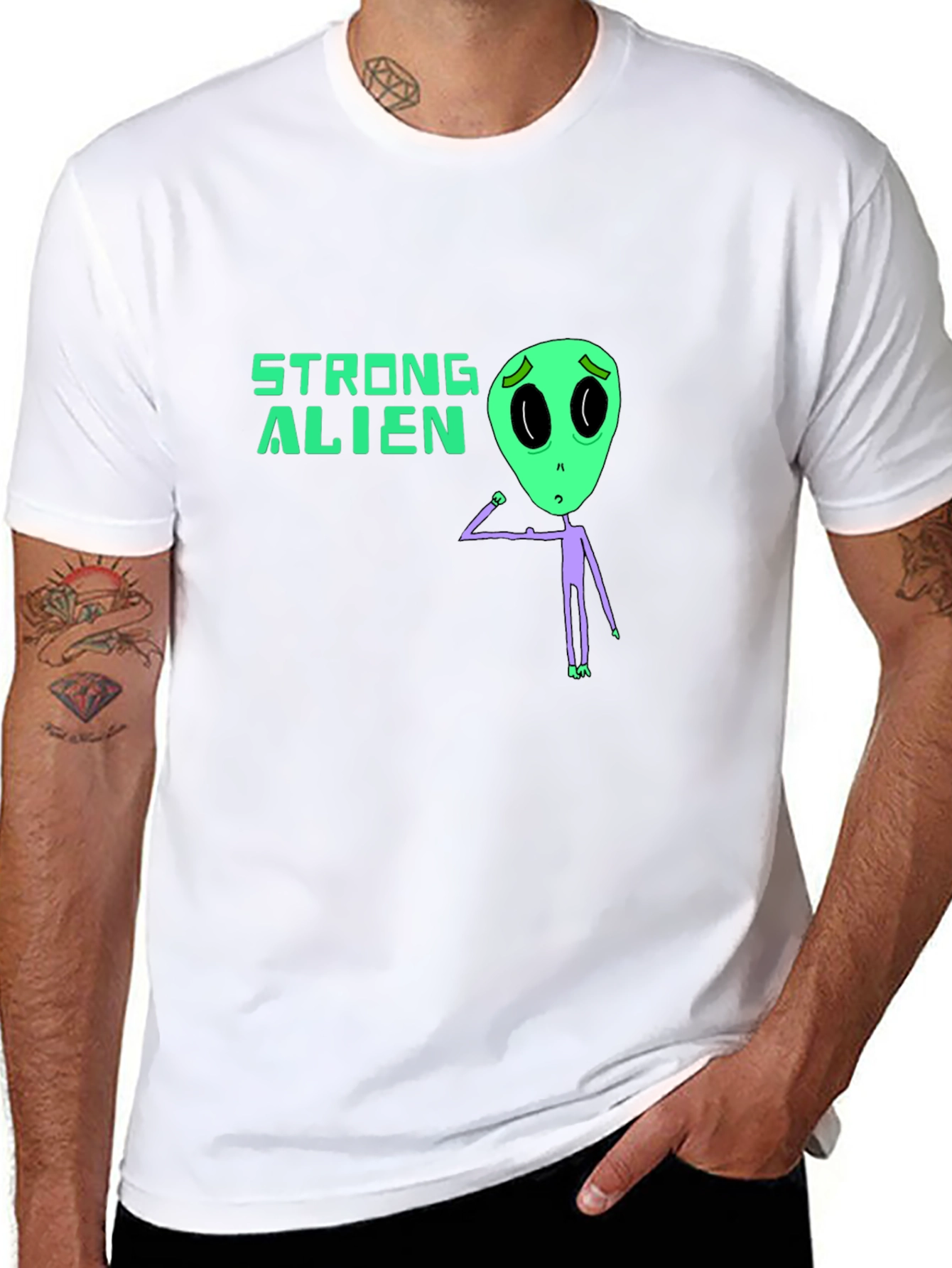 Strong Alien Graphic Tee - Black Unisex T-Shirt