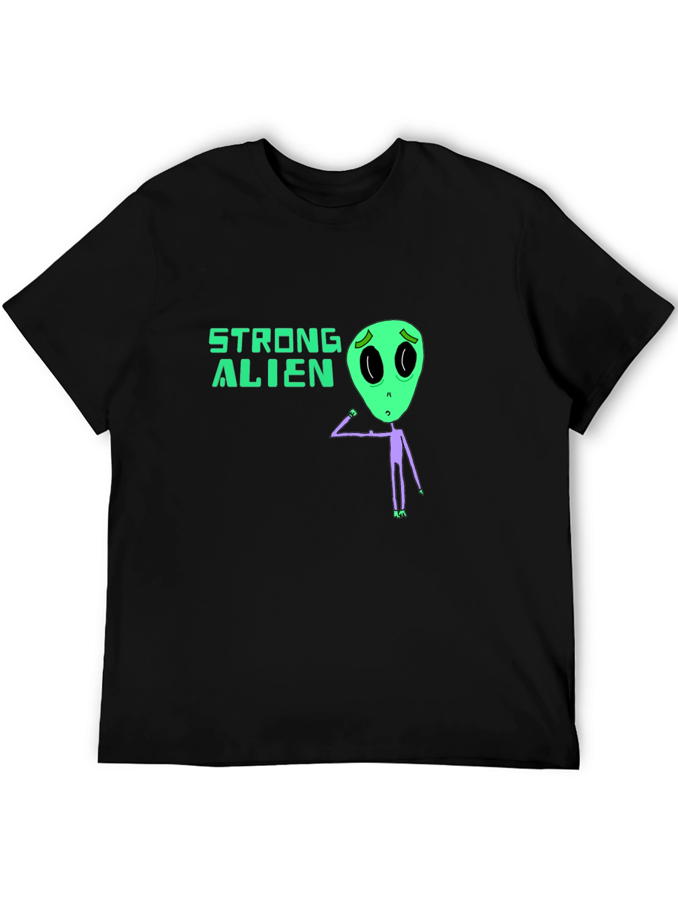 Strong Alien Graphic Tee - Black Unisex T-Shirt
