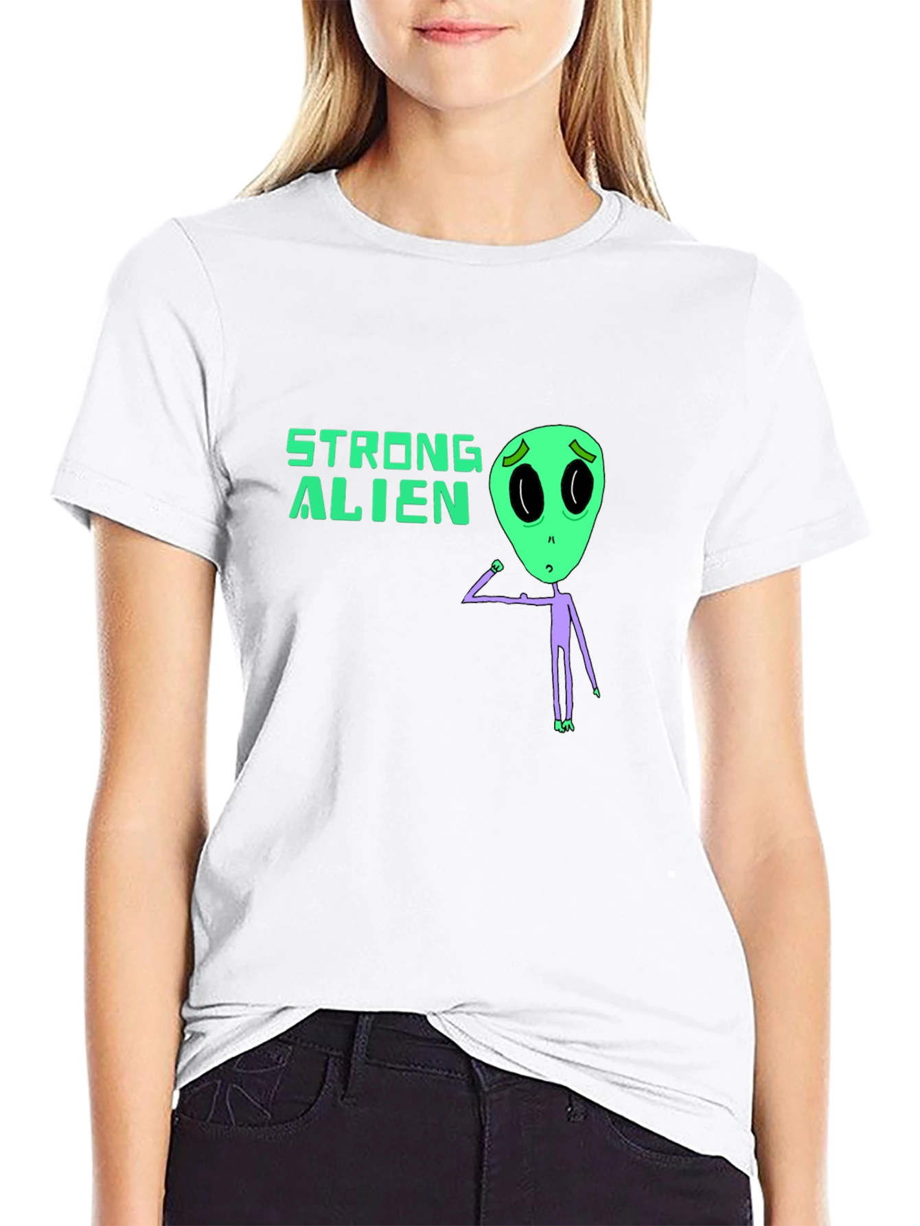 Strong Alien Graphic Tee - Black Unisex T-Shirt