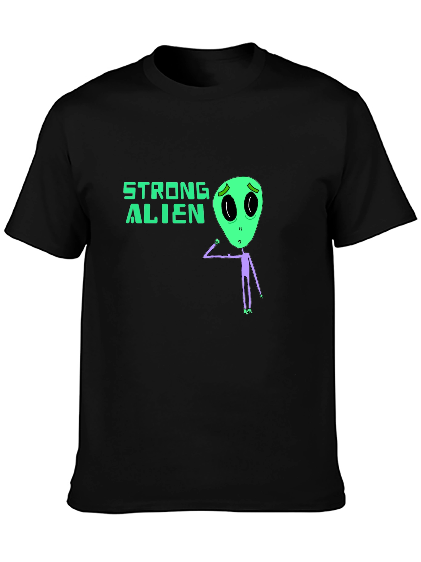 Strong Alien Graphic Tee - Black Unisex T-Shirt