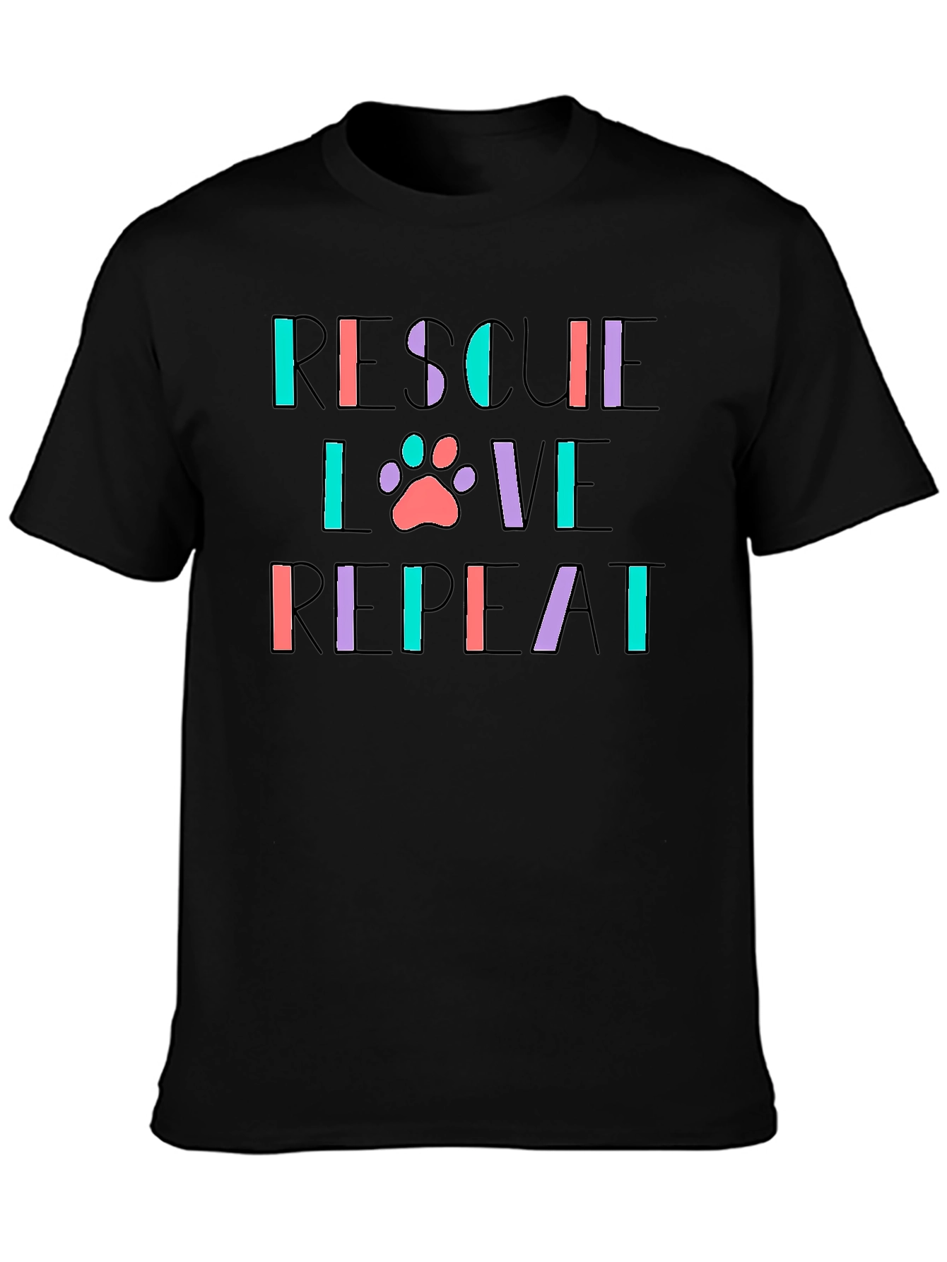 Rescue Love Repeat Black Graphic Tee