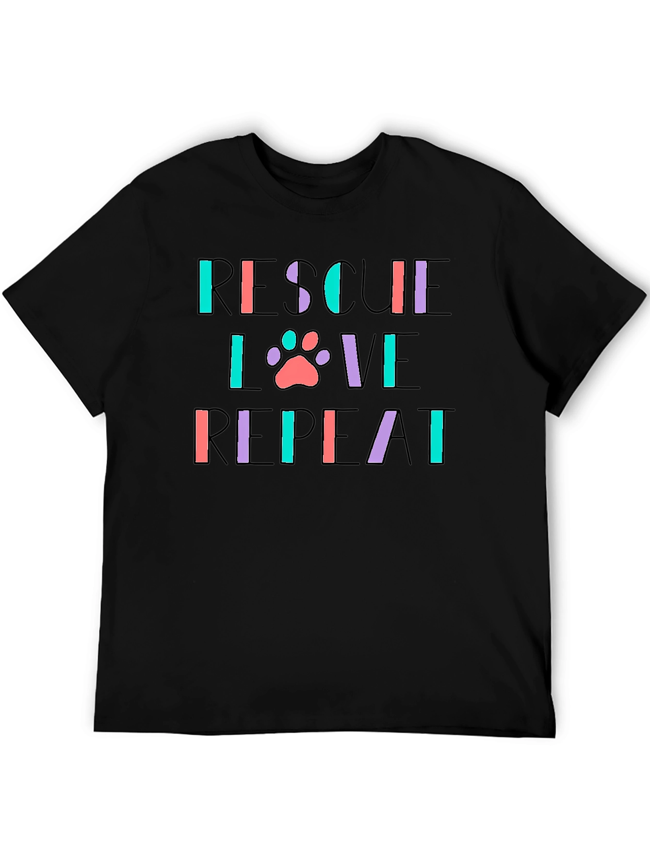 Rescue Love Repeat Black Graphic Tee
