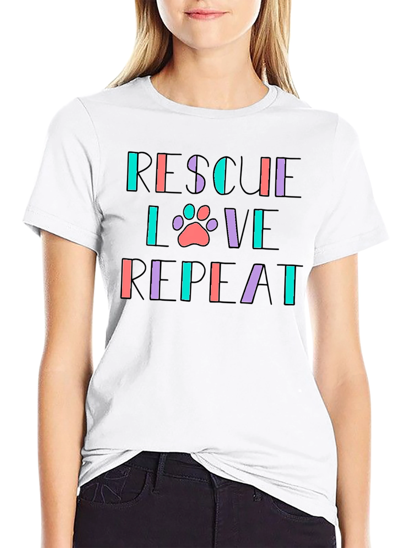 Rescue Love Repeat Black Graphic Tee