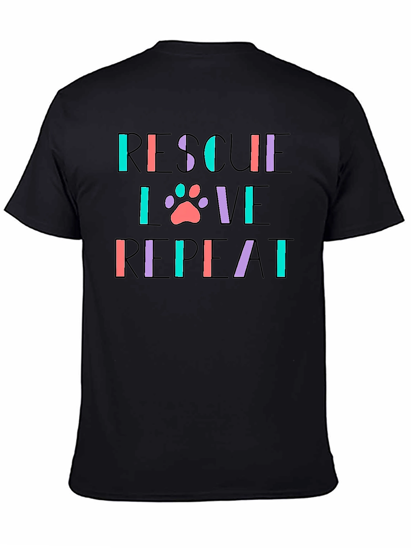 Rescue Love Repeat Black Graphic Tee