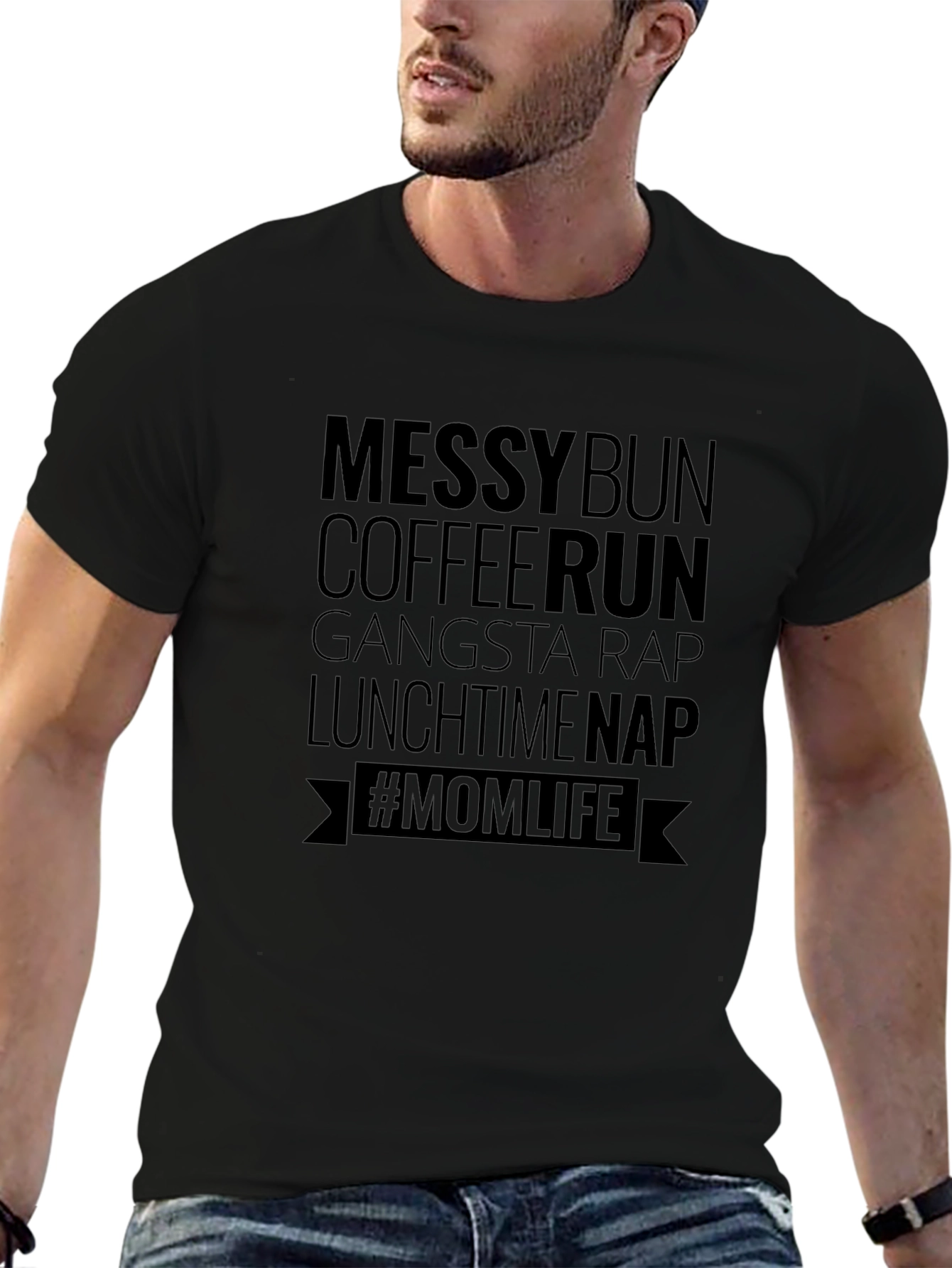 Messy Bun Mom Life Graphic T-Shirt