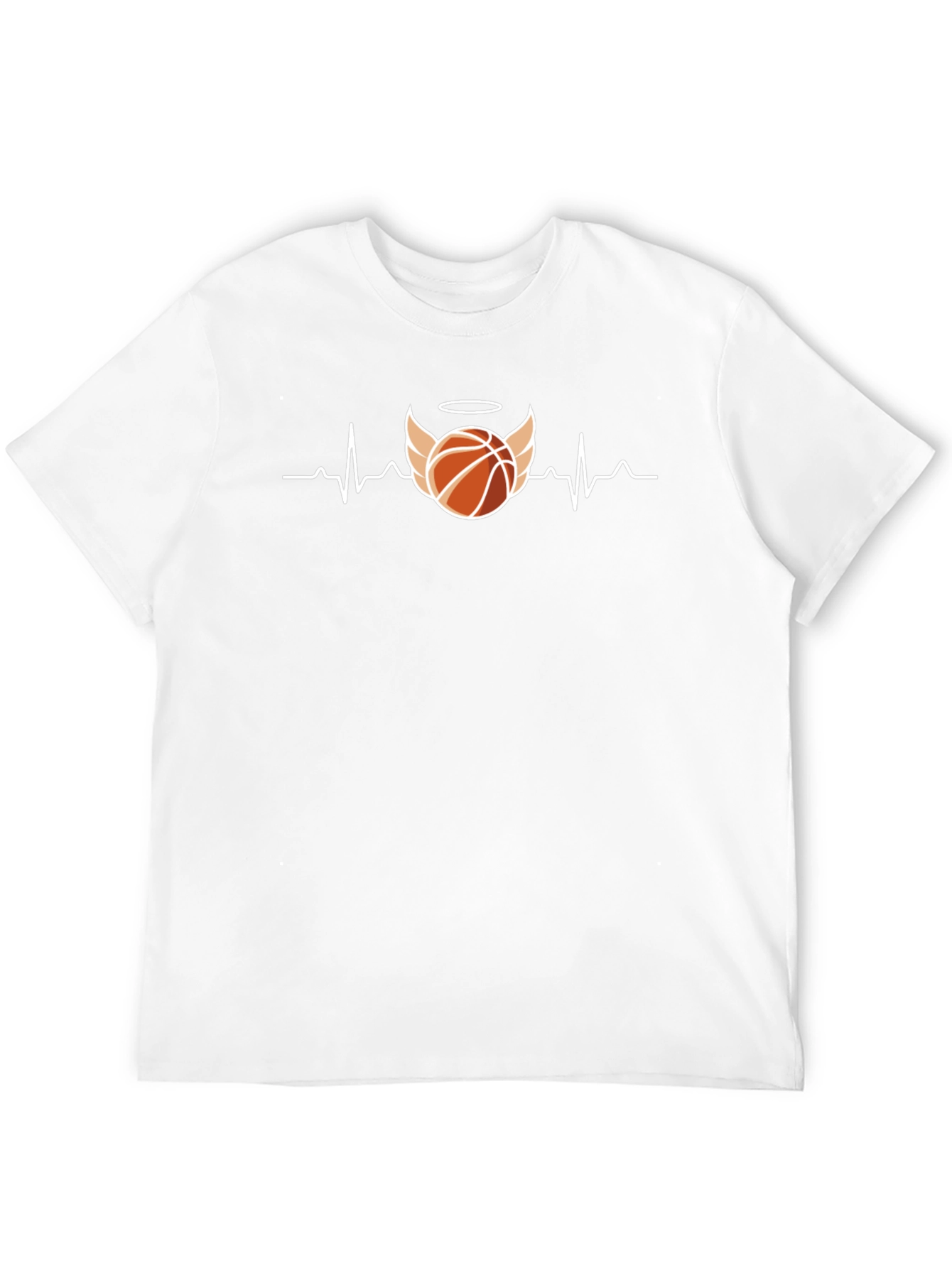 Basketball Heartbeat Angel Wings Mens T-Shirt