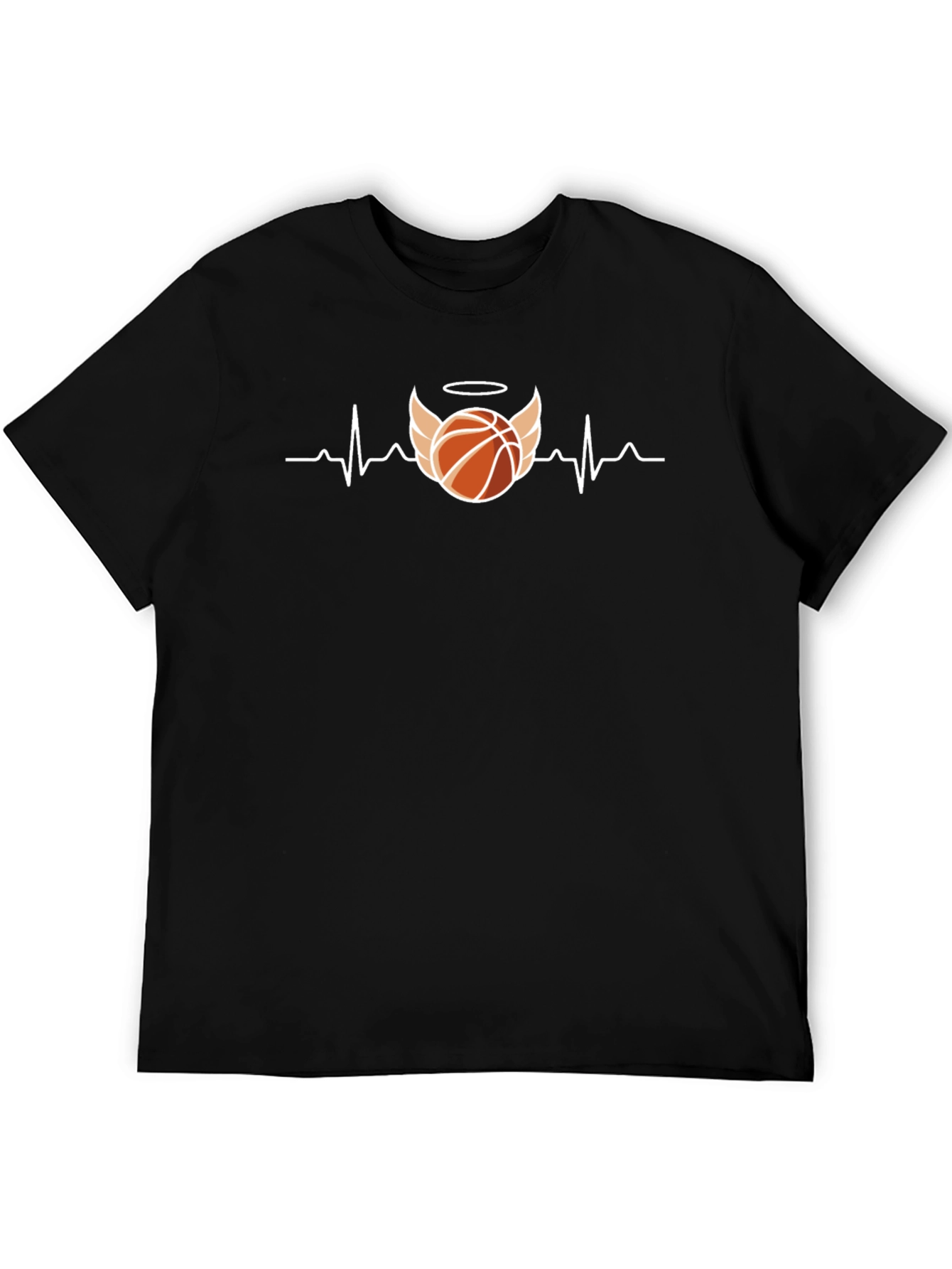 Basketball Heartbeat Angel Wings Mens T-Shirt