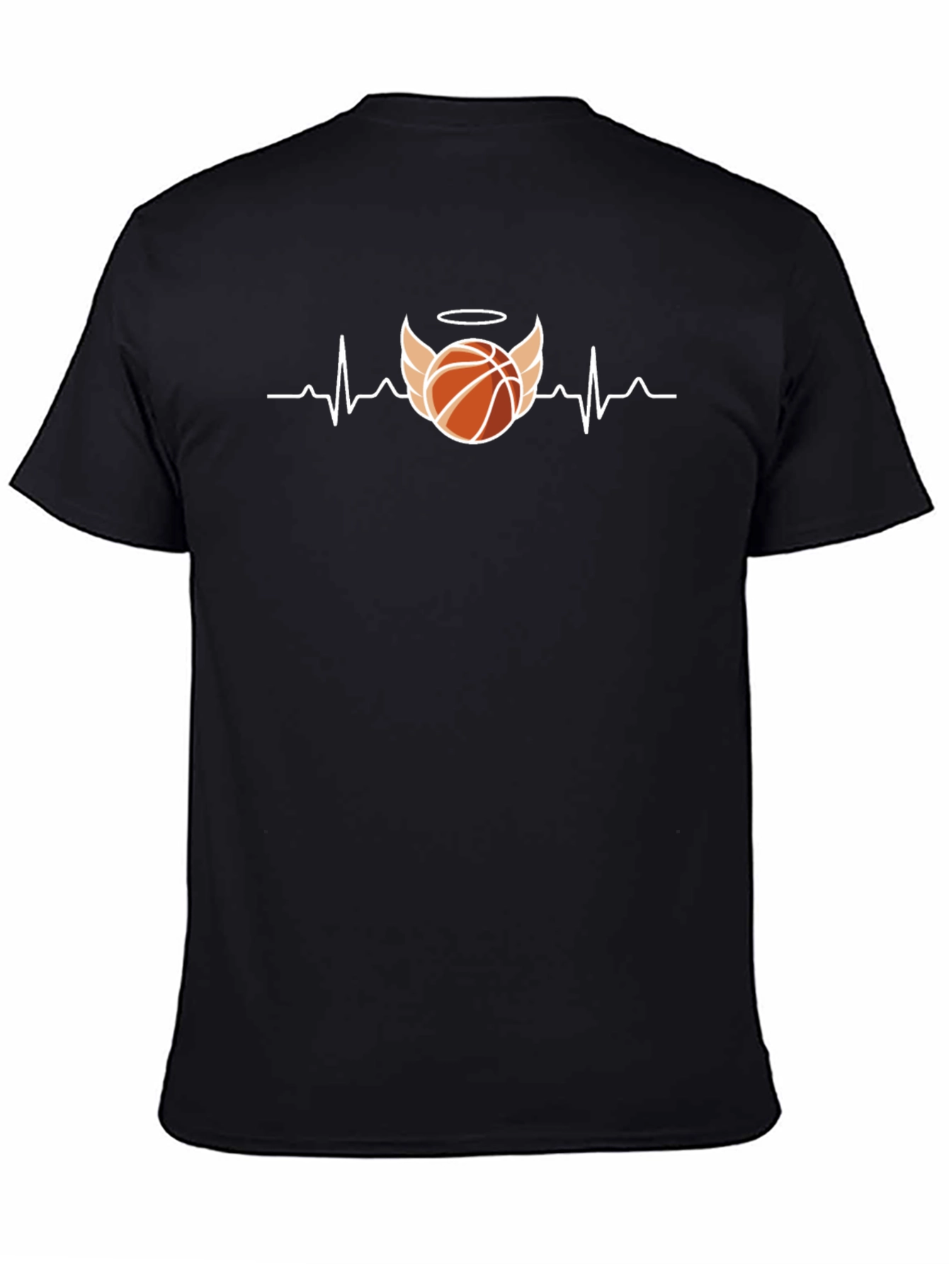 Basketball Heartbeat Angel Wings Mens T-Shirt