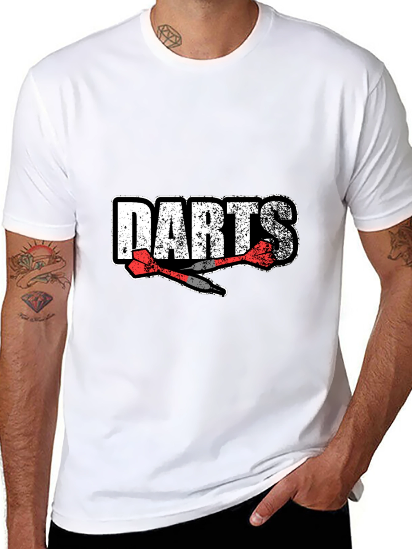 Darts Graphic Tee - Black Cotton Casual Wear