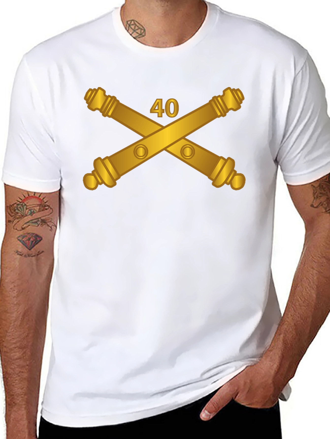 Crossed Cannons 40 T-Shirt - Artillery Unit Pride