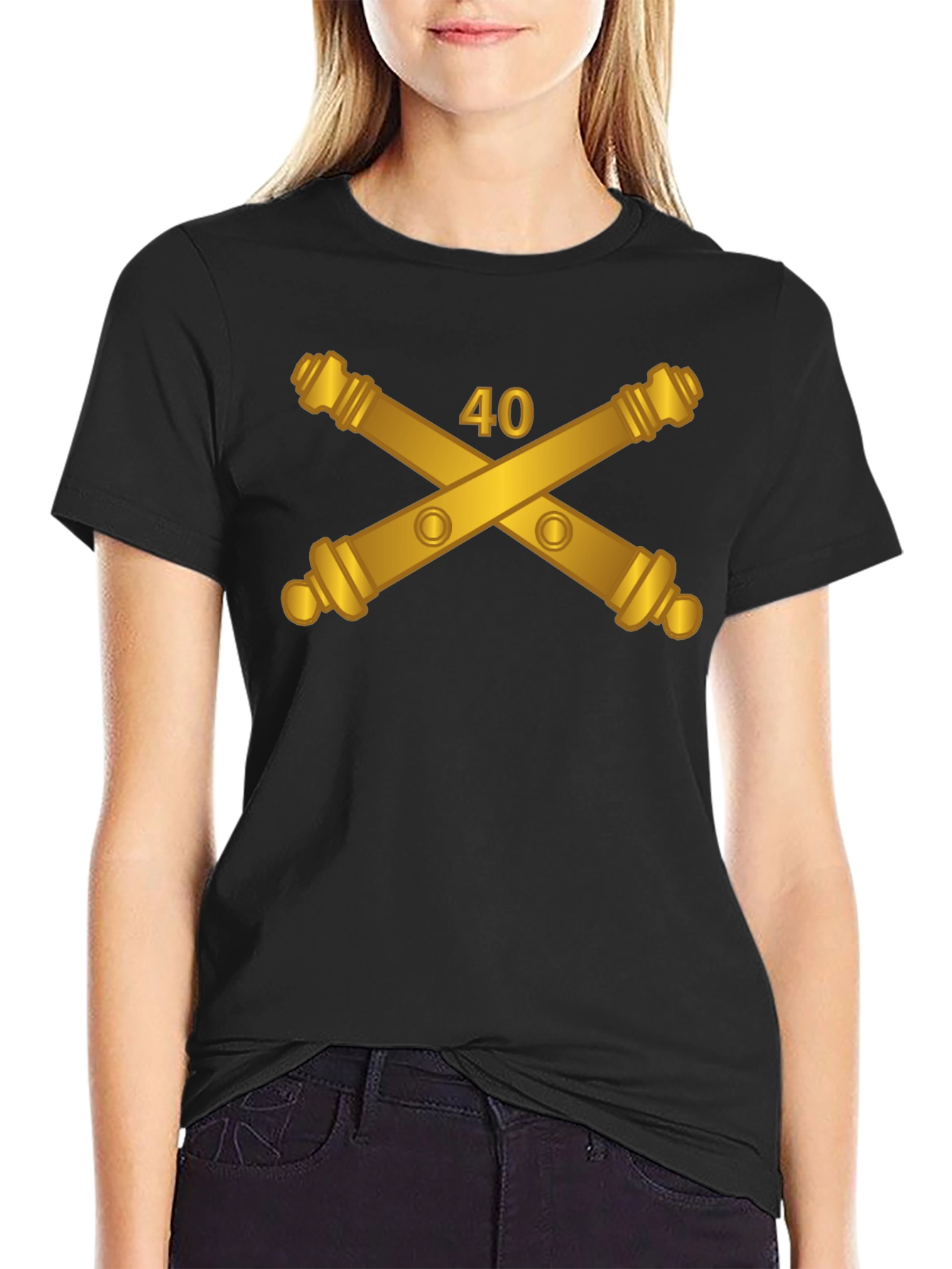 Crossed Cannons 40 T-Shirt - Artillery Unit Pride