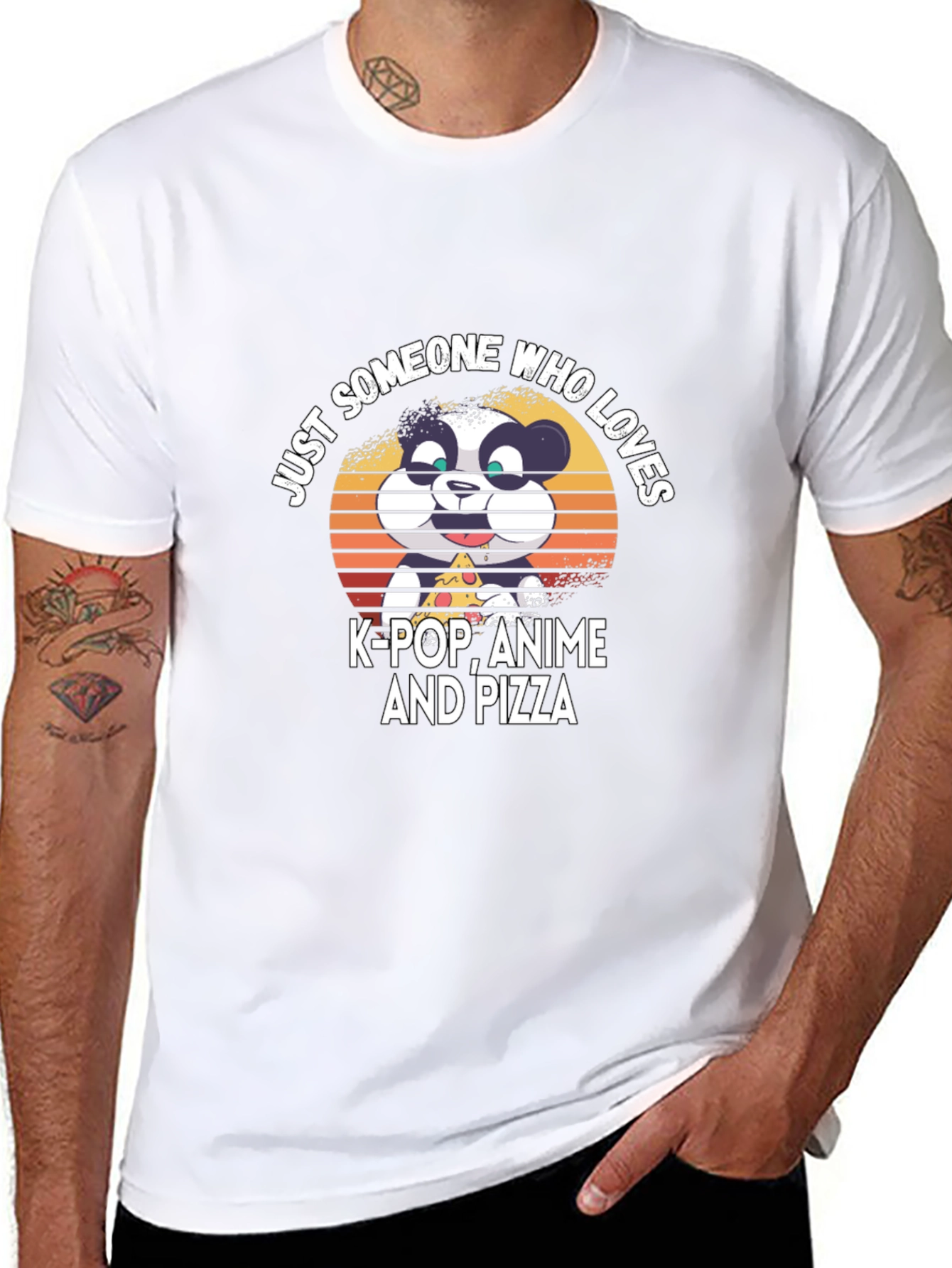 K-Pop Anime Pizza Panda Graphic T-Shirt