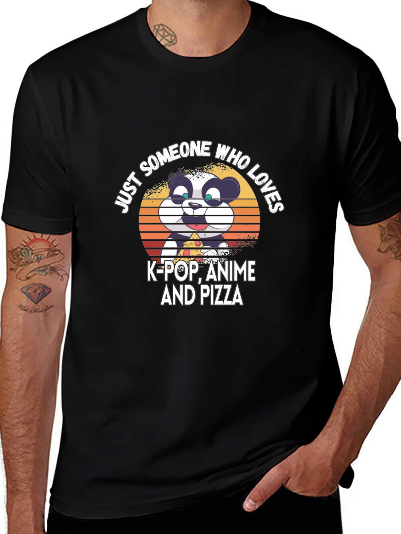K-Pop Anime Pizza Panda Graphic T-Shirt