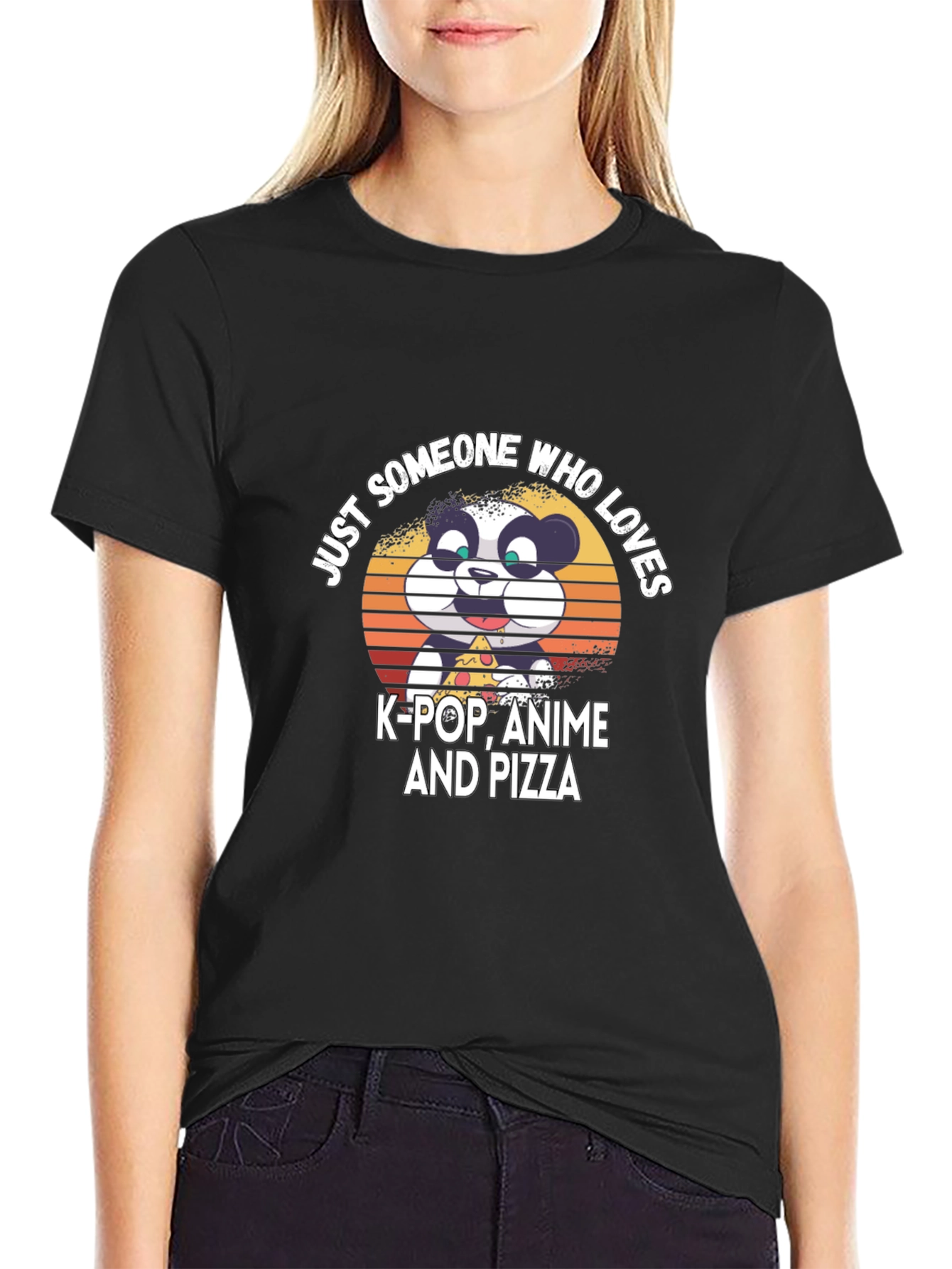 K-Pop Anime Pizza Panda Graphic T-Shirt